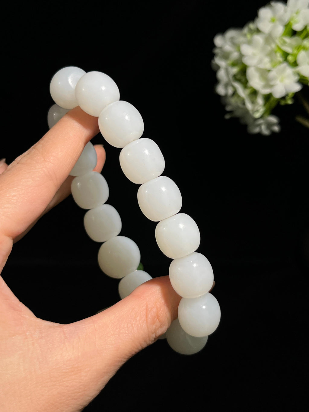 和田玉白玉老型珠手串（卡13）（yc245270）