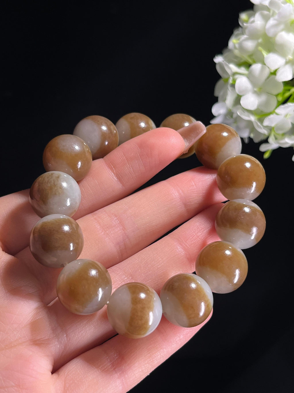 和田玉且末红糖手串（卡16）（yc261354）