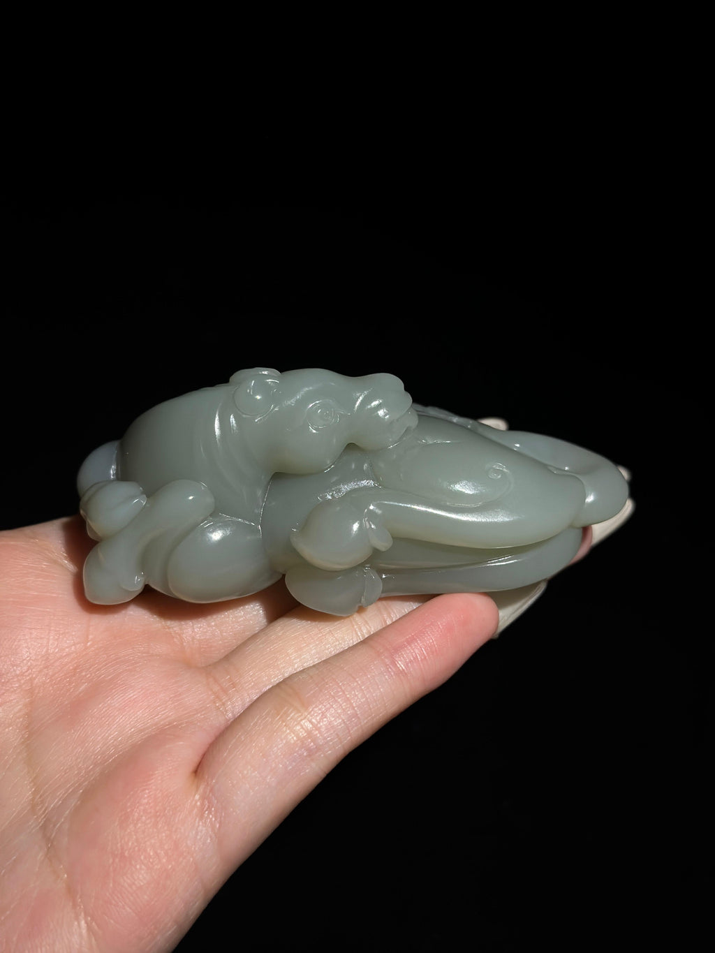 和田玉.且末料卧马手把件（yc777055）