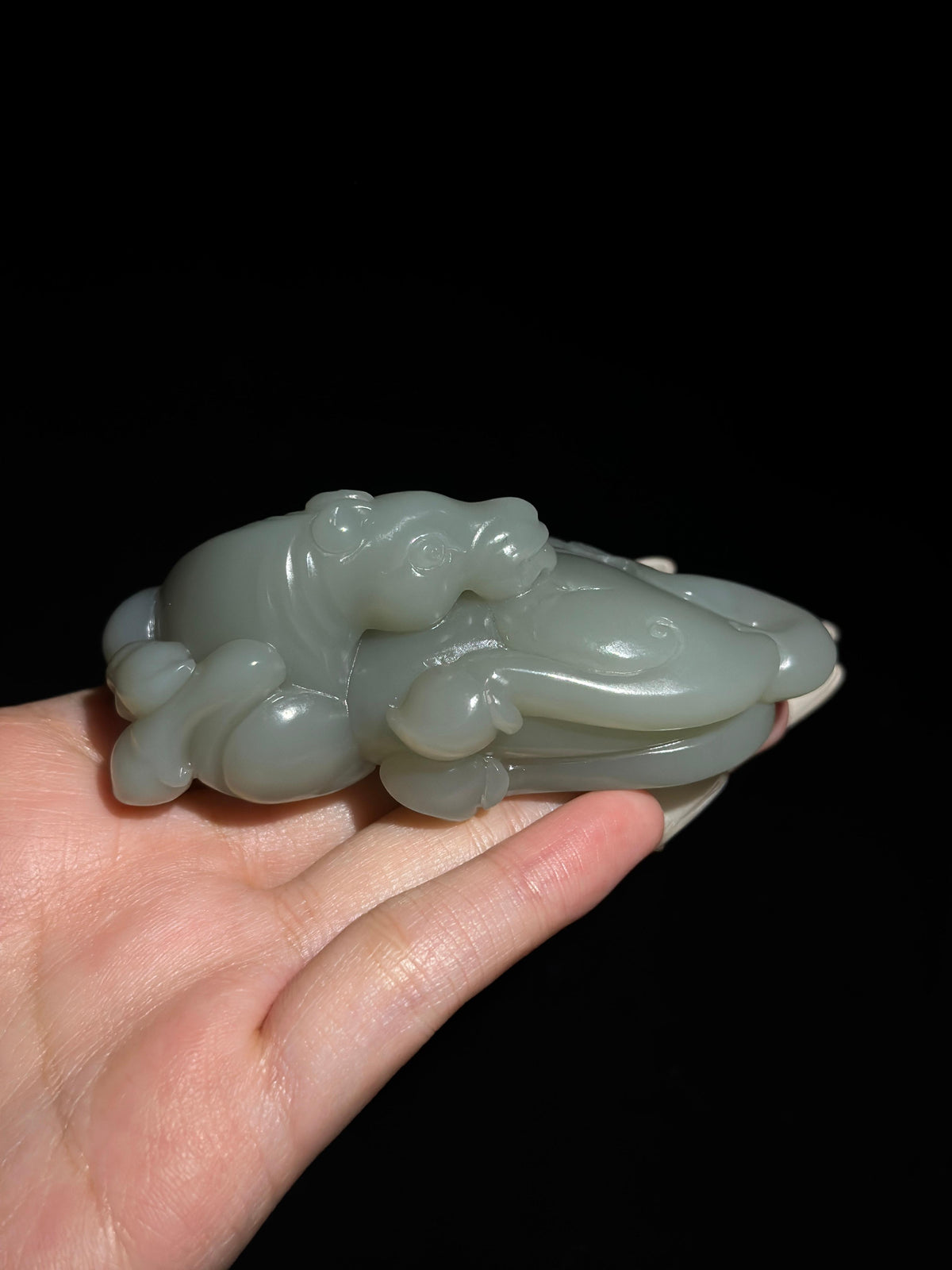 和田玉.且末料卧马手把件（yc777055）