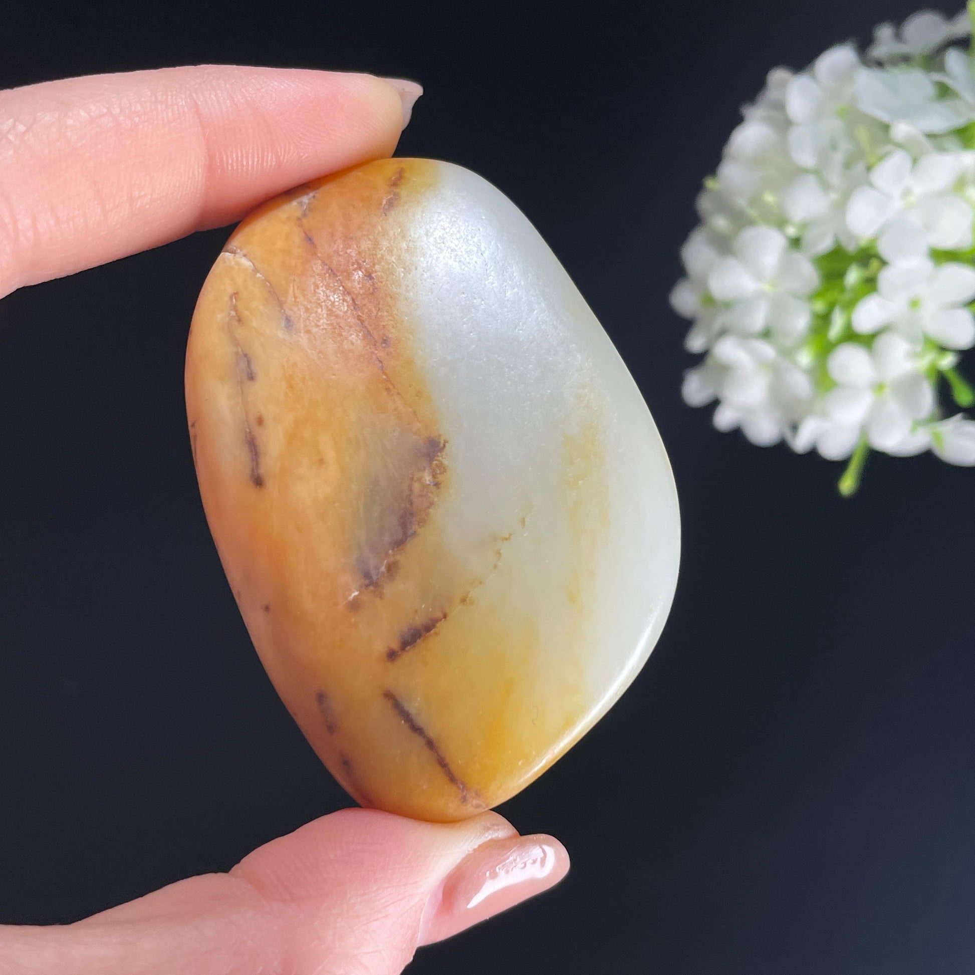 2026.4.9广告流，和田玉白玉“橙霞半覆”红皮白肉籽料（yc386138）