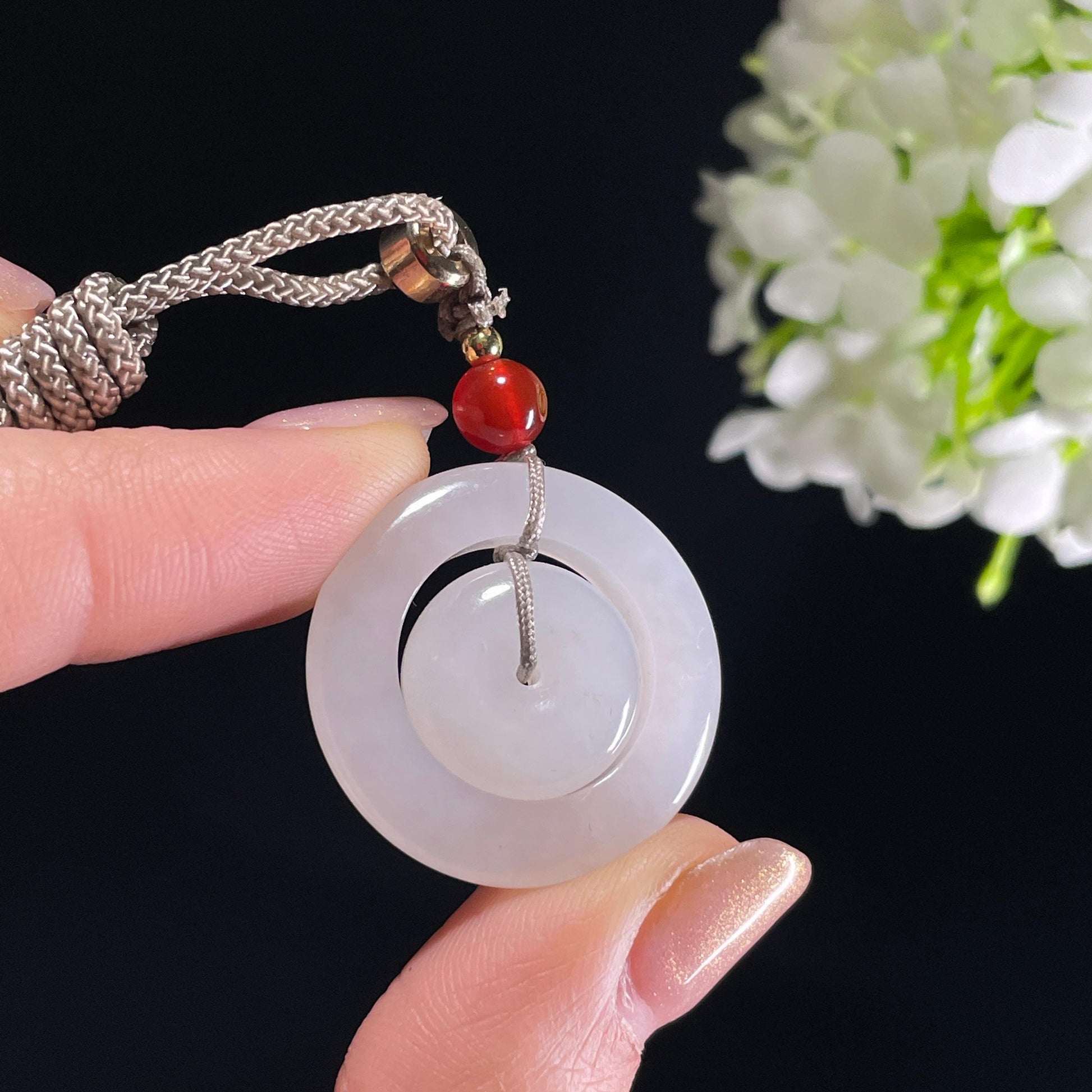 新疆天然和田玉白玉字母平安扣（yc342098）