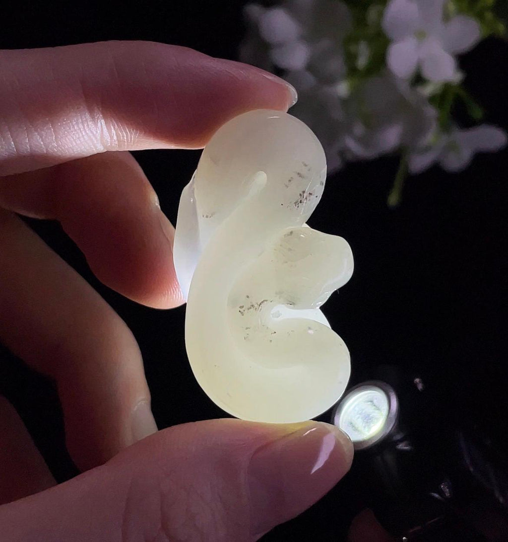 和田玉白玉“灵蛇聚财”籽料蛇雕刻挂件（yc314093）