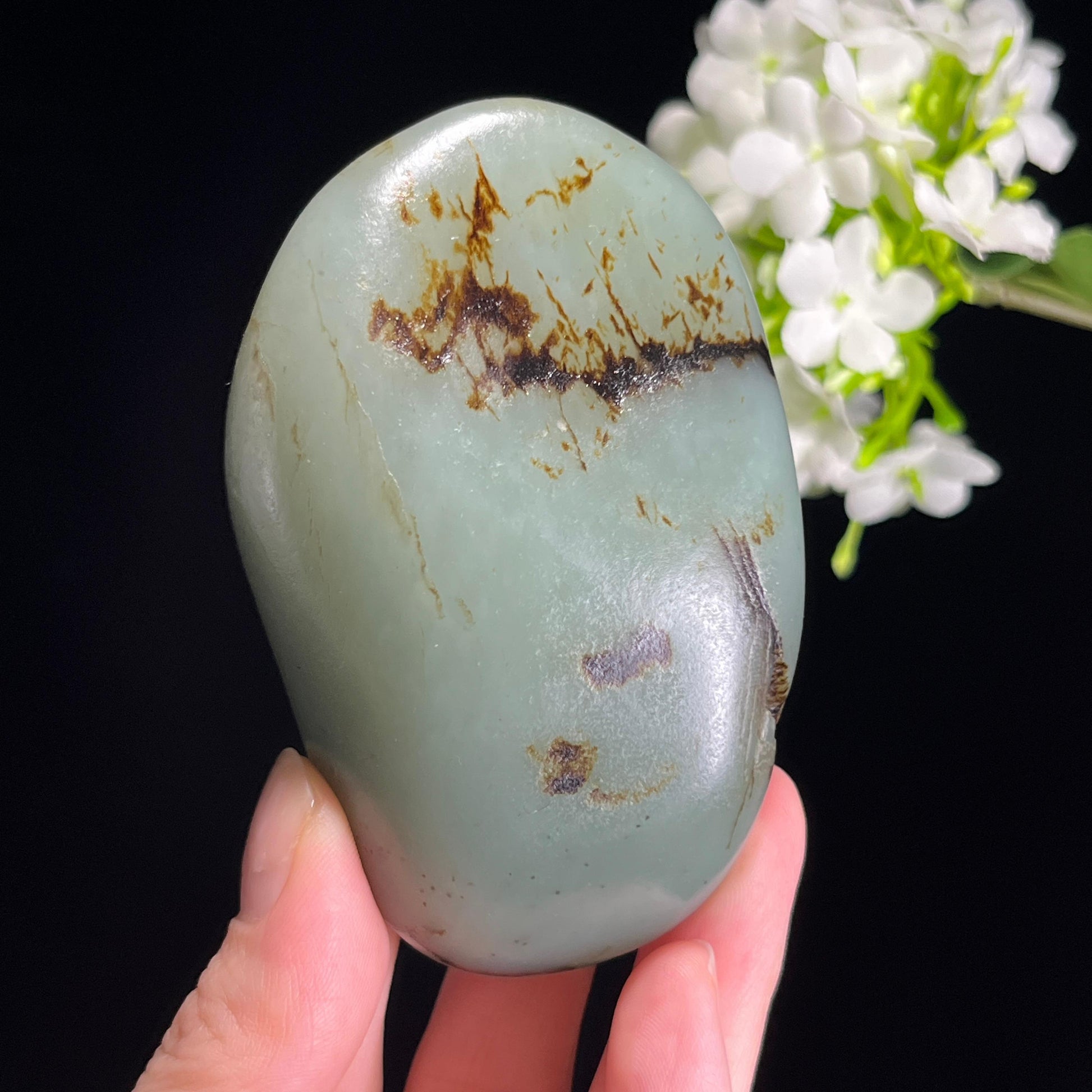 和田玉青玉秋梨皮“浅青渡秋”籽料原石（yc310660）