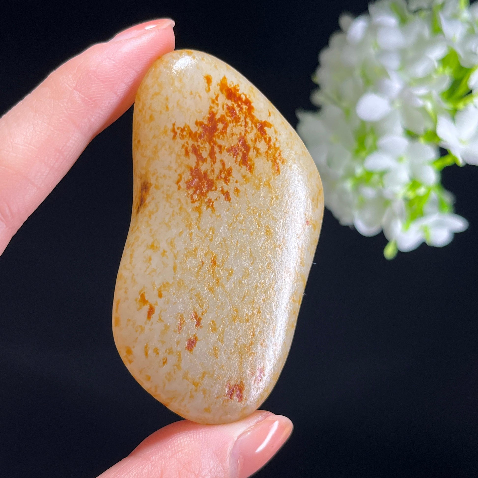 和田玉白玉“金砂漫覆”洒红皮满洒金皮籽料（yc345800）