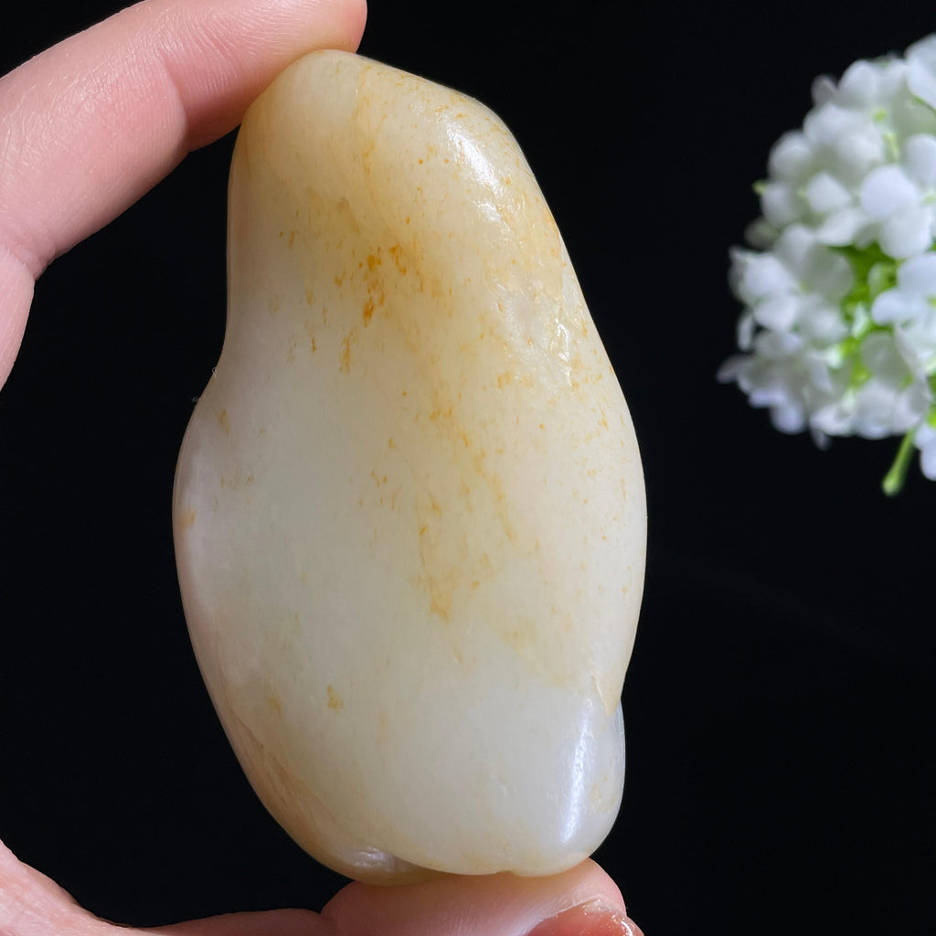 新疆天然和田玉“金纱覆雪”洒金皮籽料（yc318942）