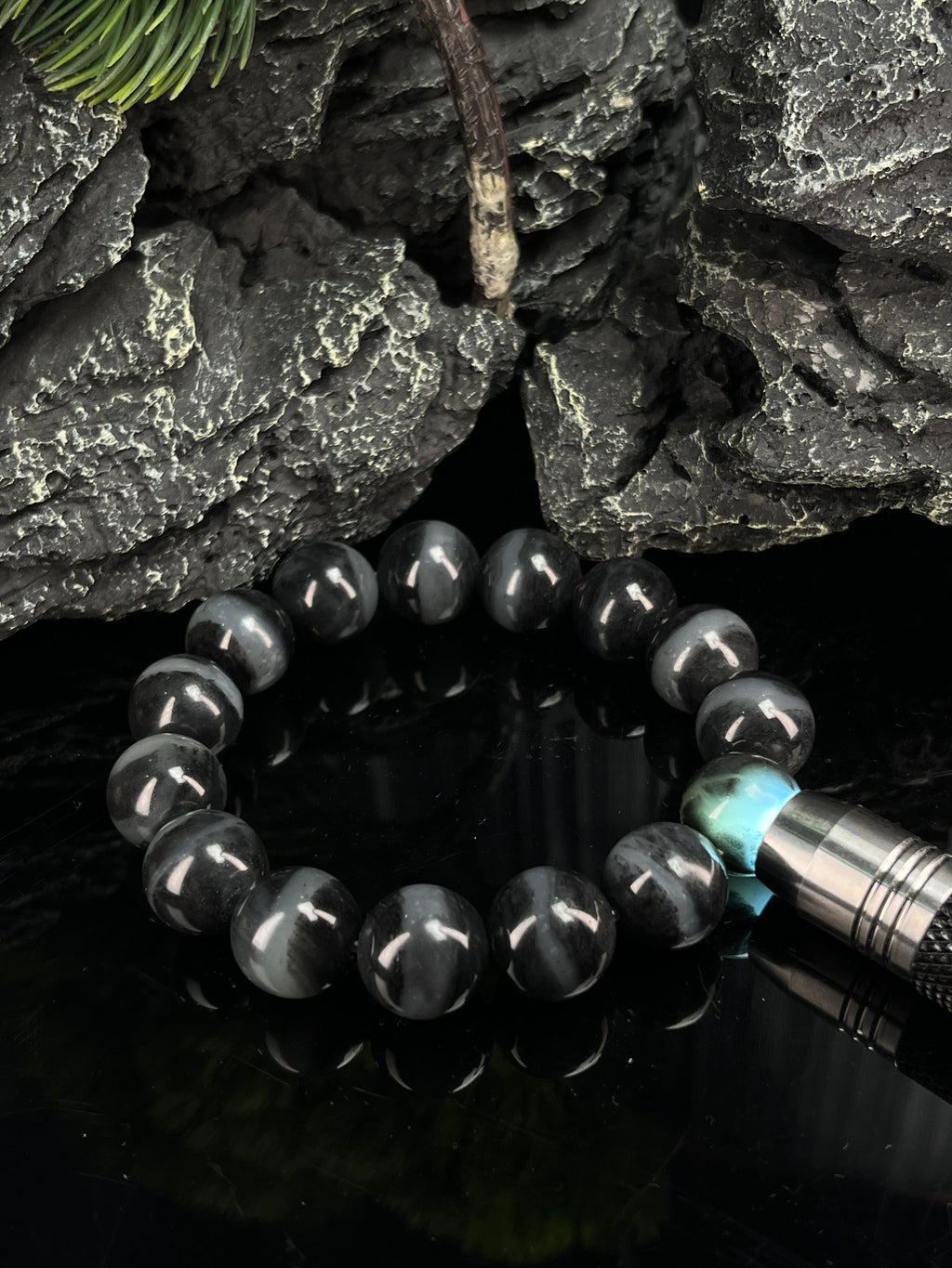 和田玉青花籽料一线天手串（12卡）（yc222794）