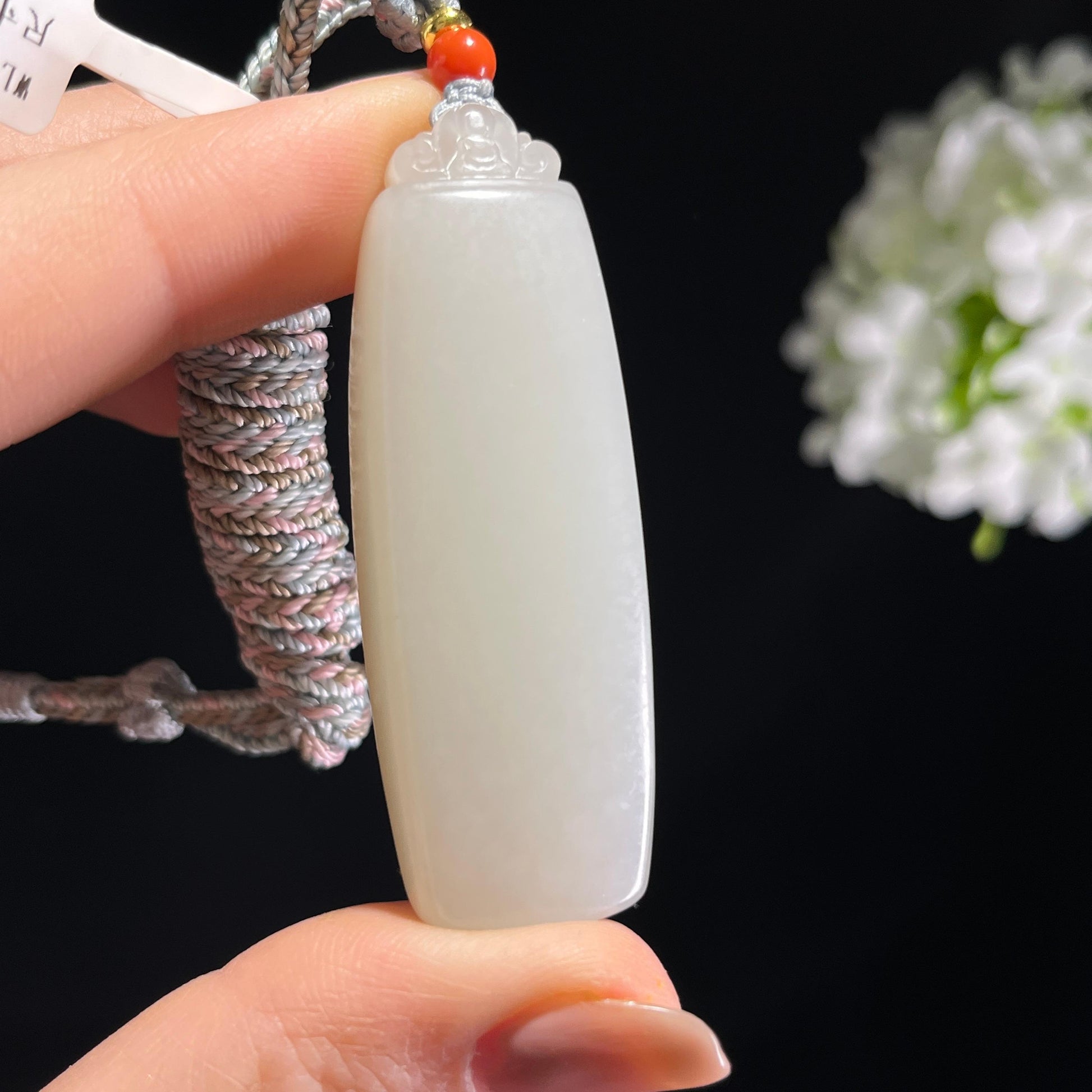 和田玉白玉洒红皮籽料无事牌（yc372694）