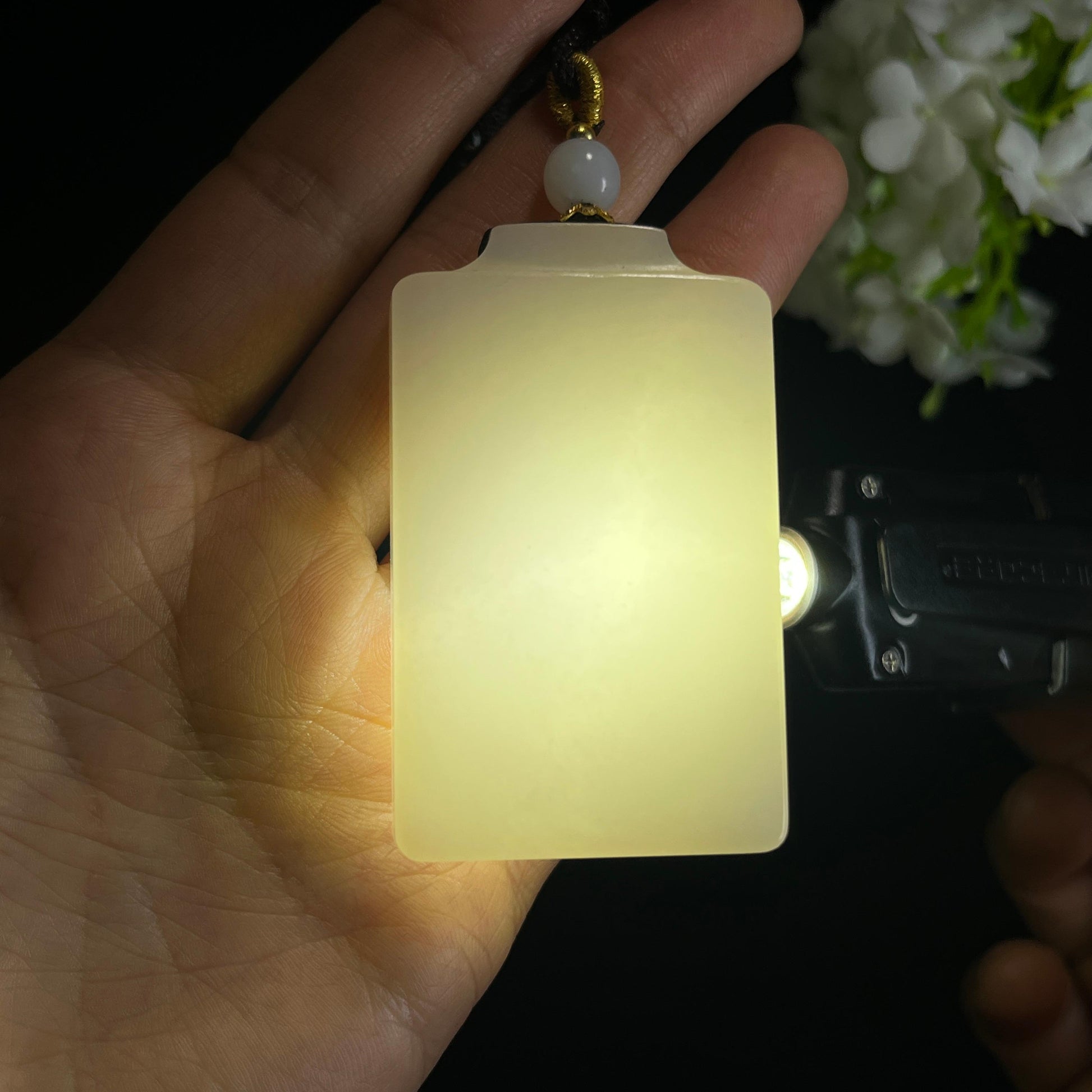 新疆天然和田玉羊脂白玉无事牌（yc349366）