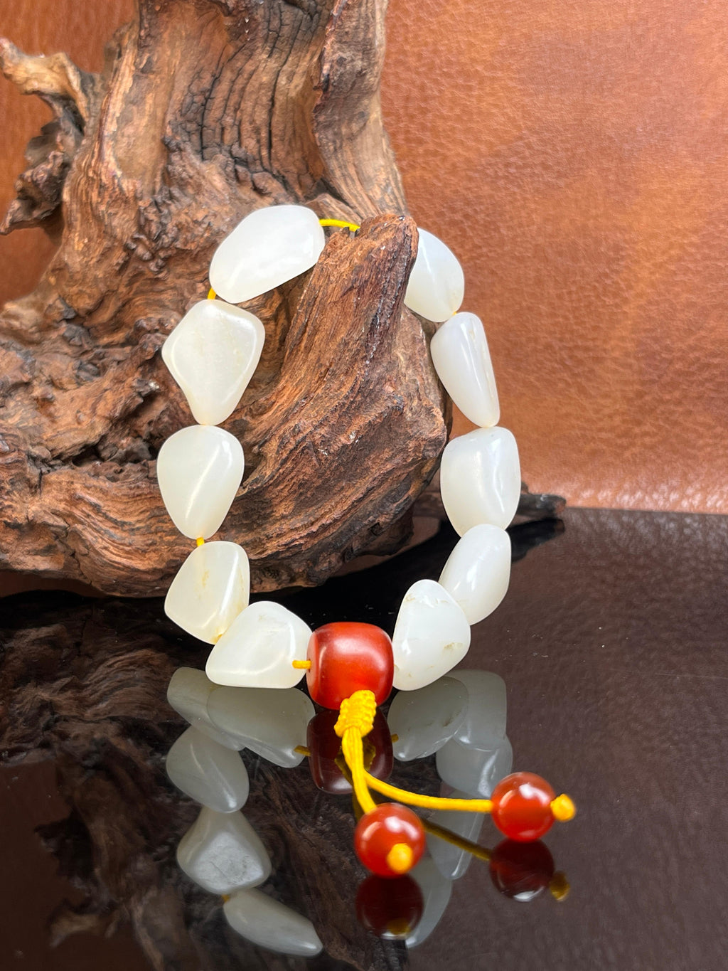 新疆天然和田玉白玉籽料原石手串随型无修（yc229208）