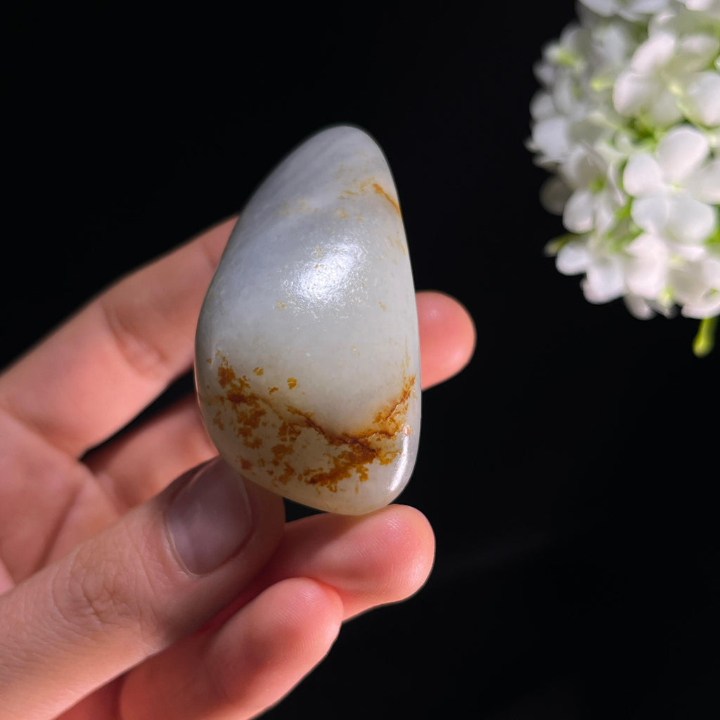 和田玉青花“烟沙漱玉”红皮籽料（yc350530）