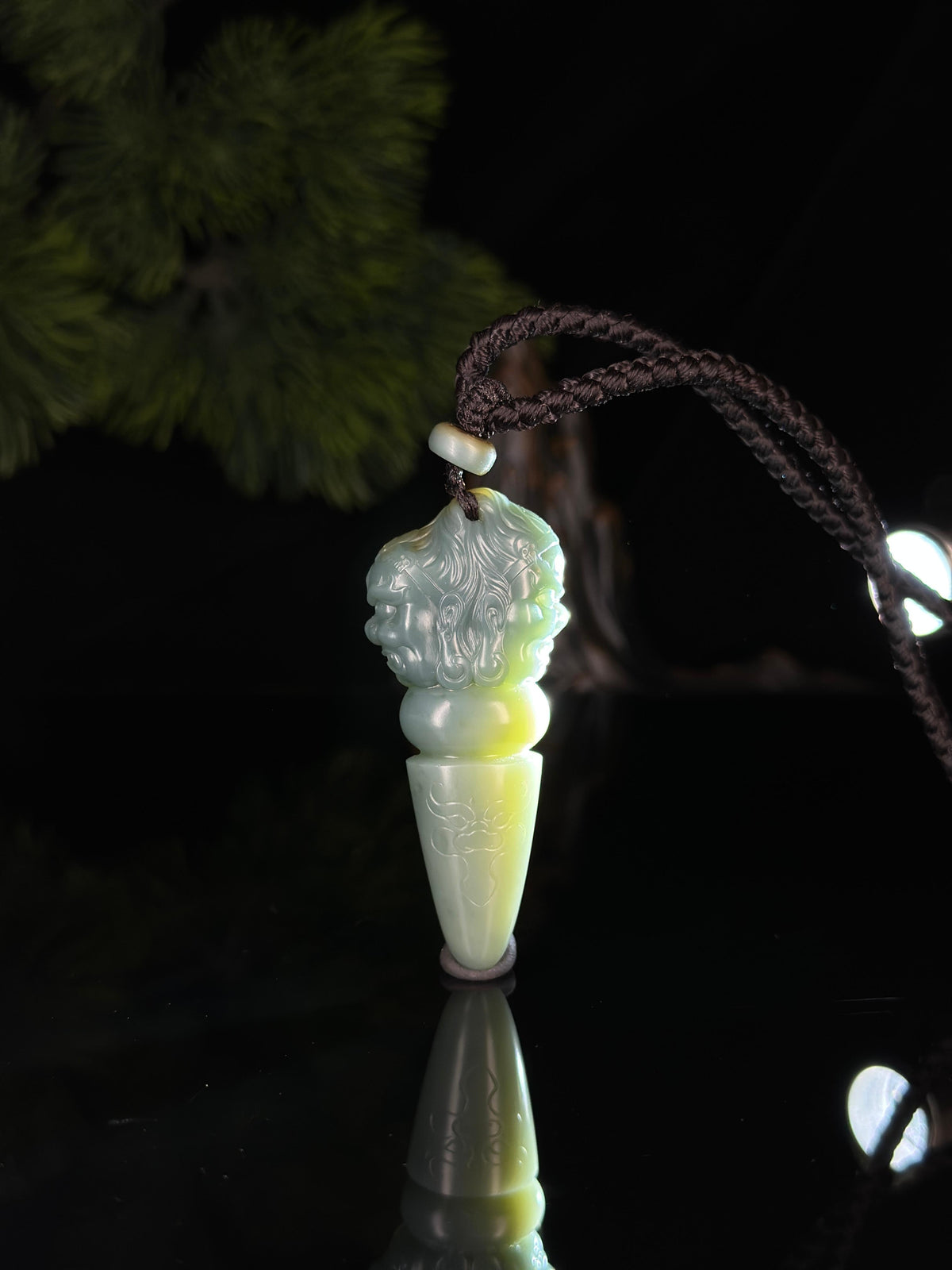 和田玉带糖蓝玉籽料双兽面降魔杵臻品挂件（yc749118）