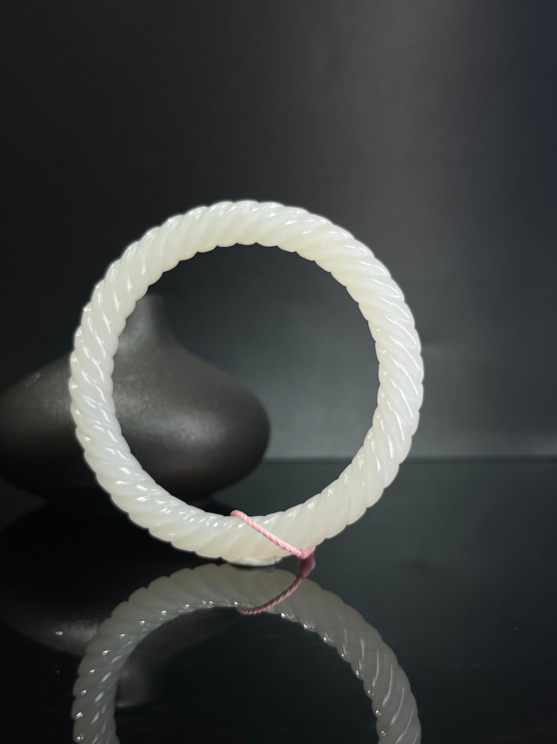 天然和田玉白玉时来运转手镯（多圈口库存）（yc242053）