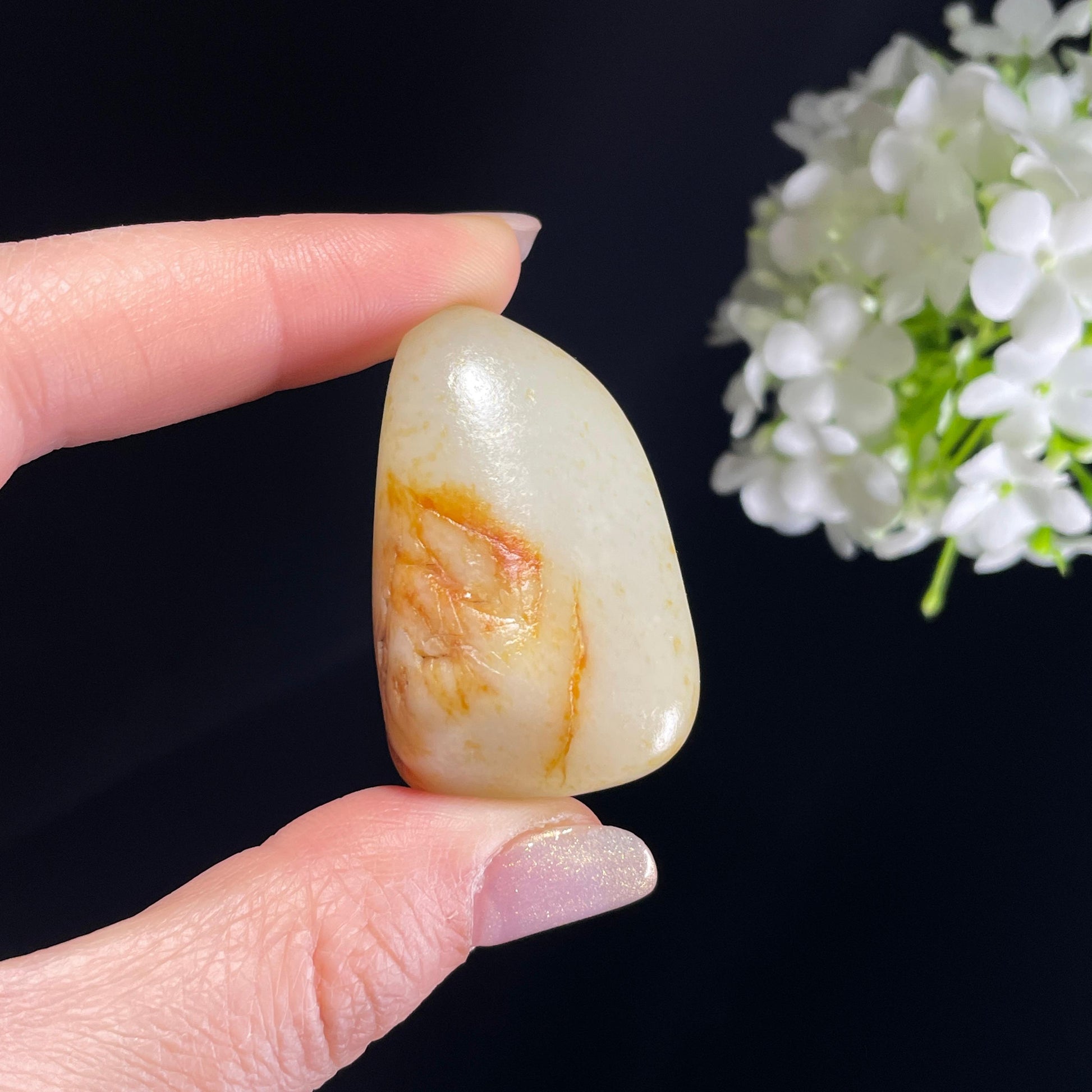 和田玉白玉“红雾藏春”洒金皮红皮籽料（yc355992）