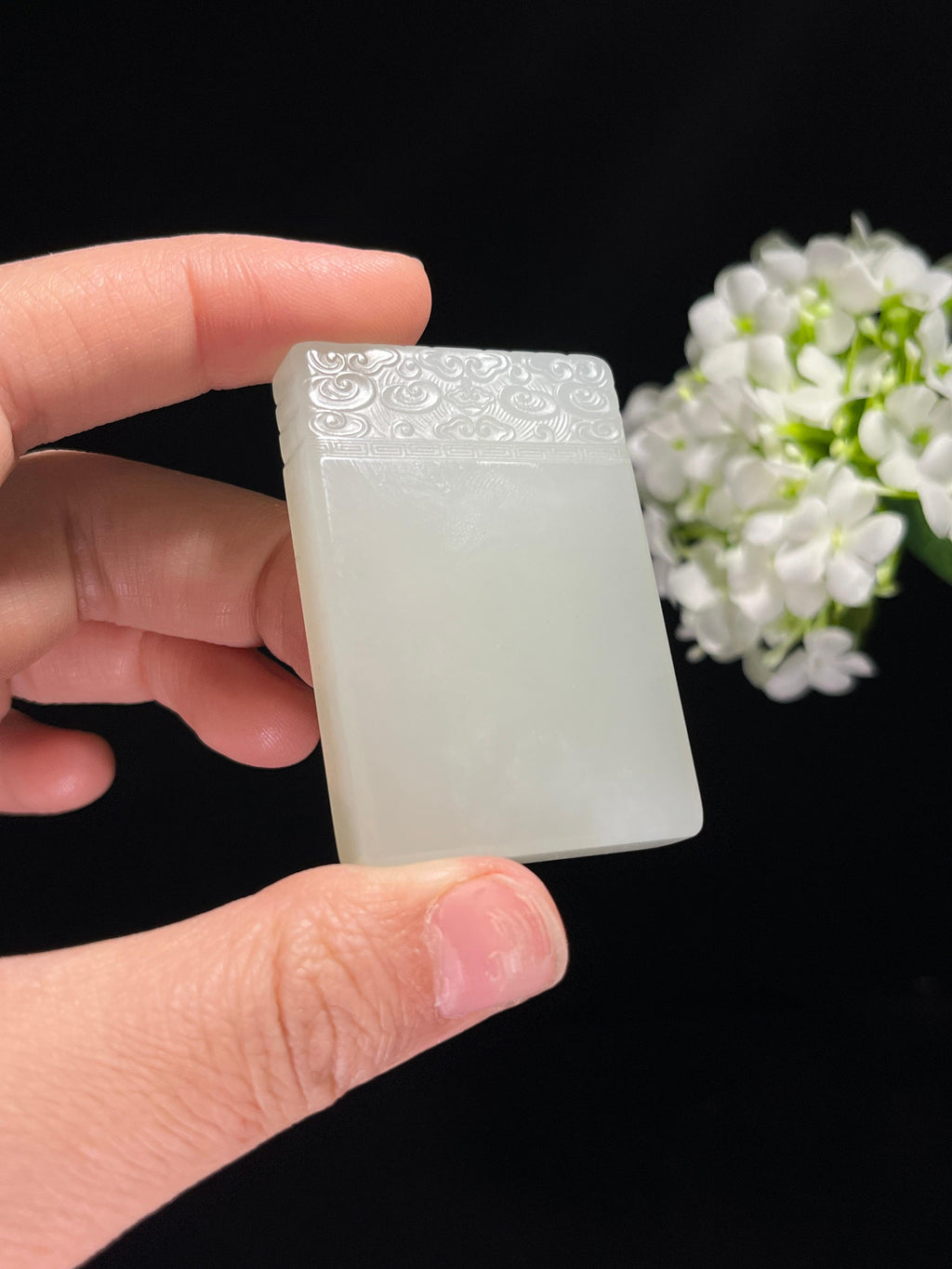 和田玉白玉 “云纹静雅” 平安无事牌（yc259154）