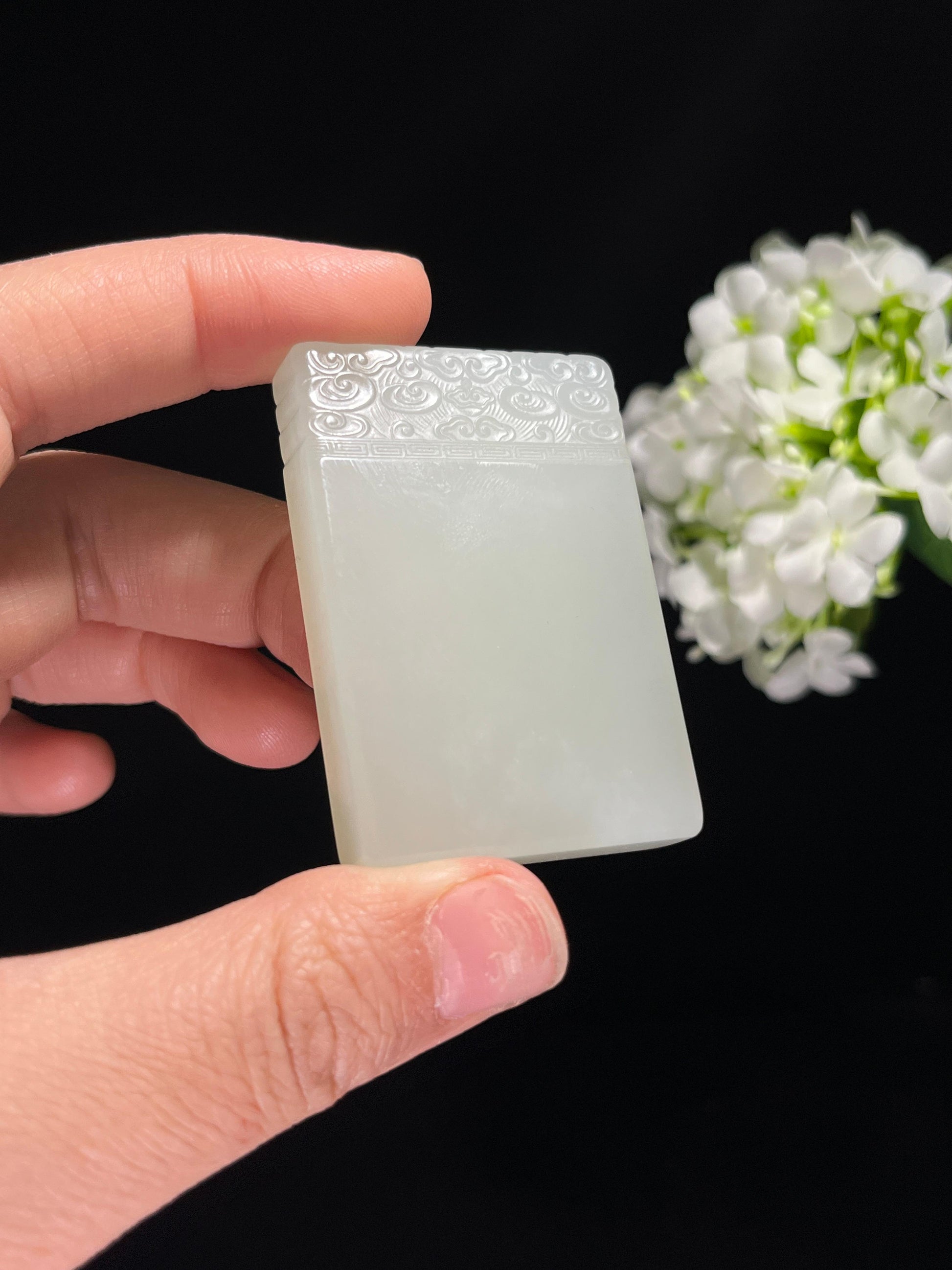 和田玉白玉 “云纹静雅” 平安无事牌（yc259154）