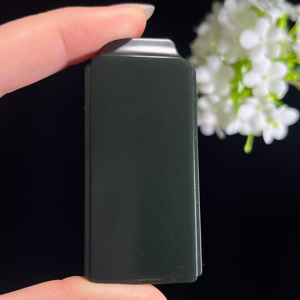 新疆天然和田玉“静水沉渊”黑青平安无事牌（yc330205）