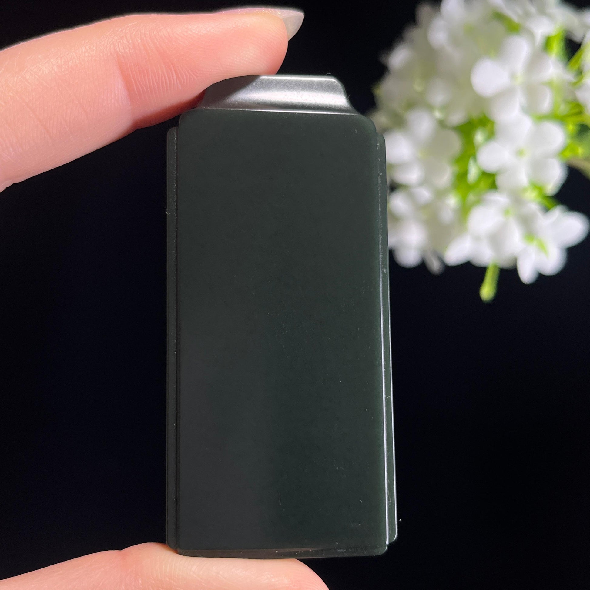 新疆天然和田玉“静水沉渊”黑青平安无事牌（yc330205）