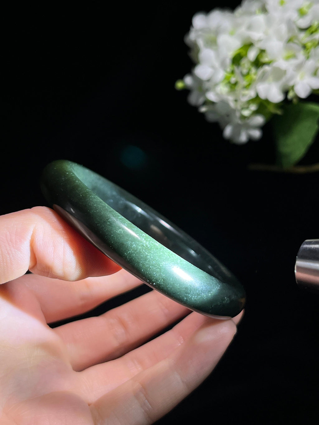 新疆天然和田玉塔青料手镯1（卡58）（yc260245）