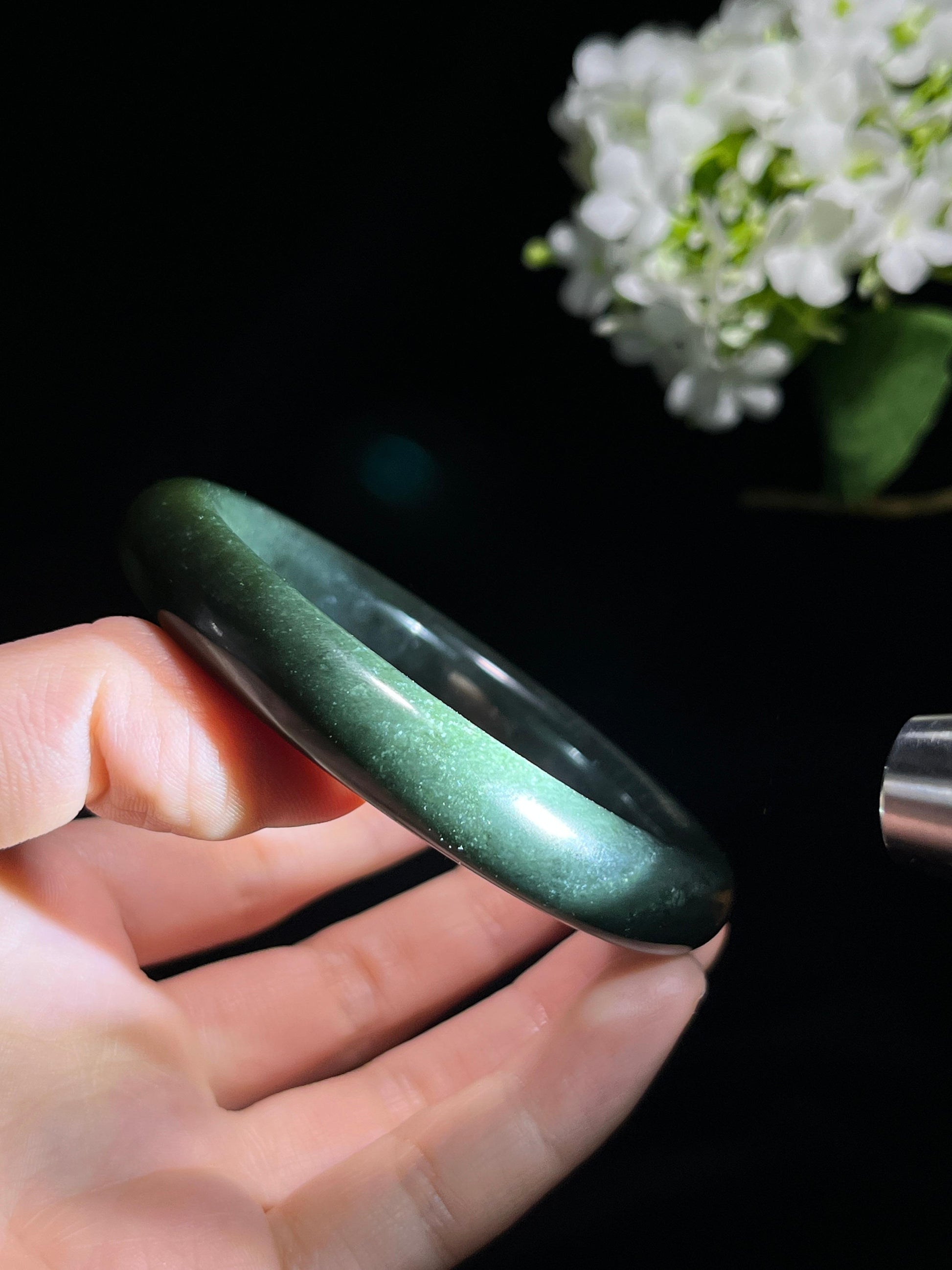 新疆天然和田玉塔青料手镯1（卡58）（yc260245）