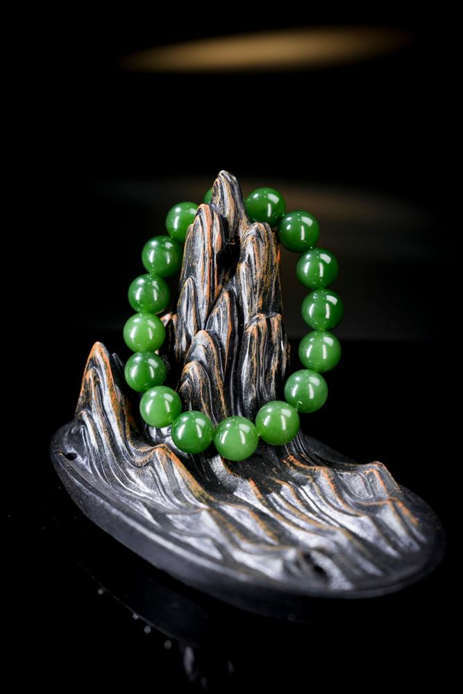 和田玉碧玉圆珠手串（卡13）（yc253307）