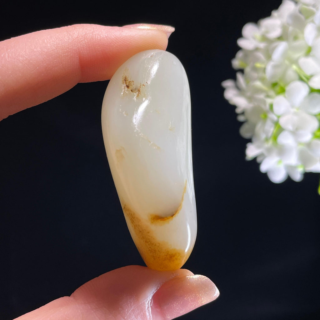新疆天然和田玉“月落金沙”黑红皮籽料（yc318279）