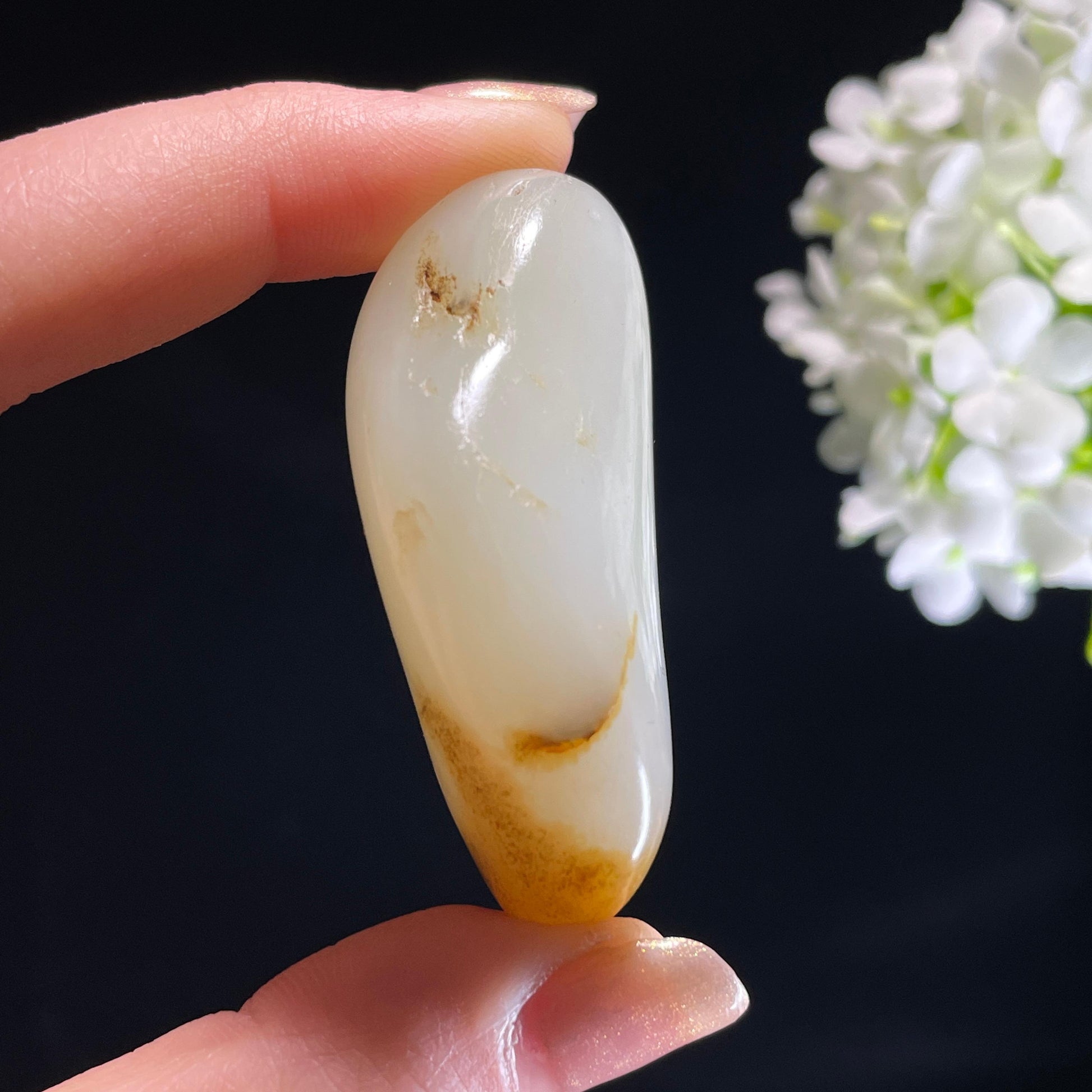 新疆天然和田玉“月落金沙”黑红皮籽料（yc318279）
