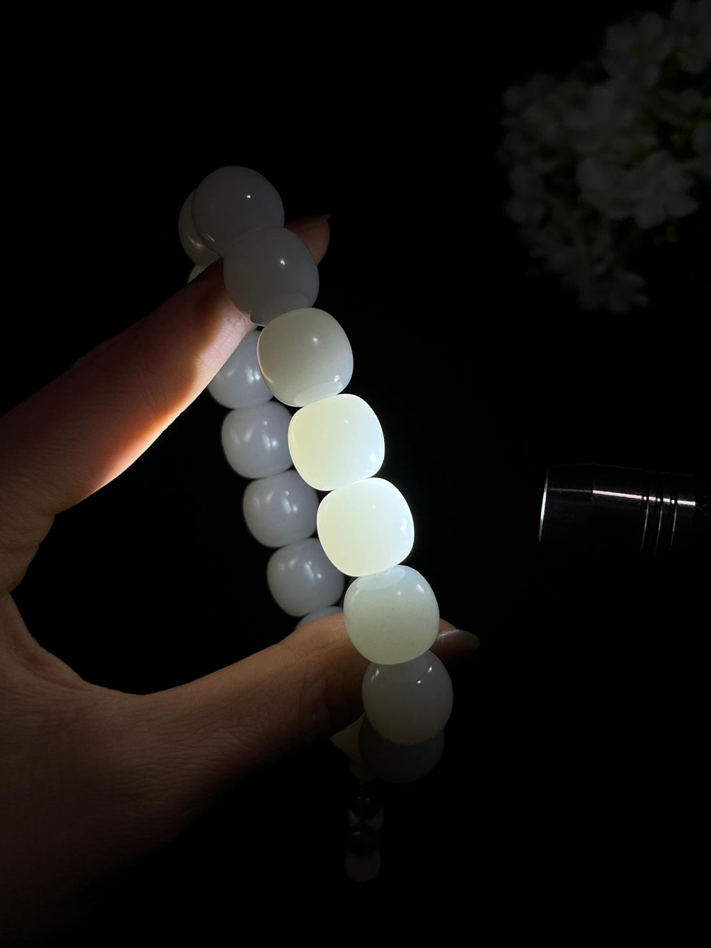 和田玉白玉老型珠手串（卡13）（yc245270）