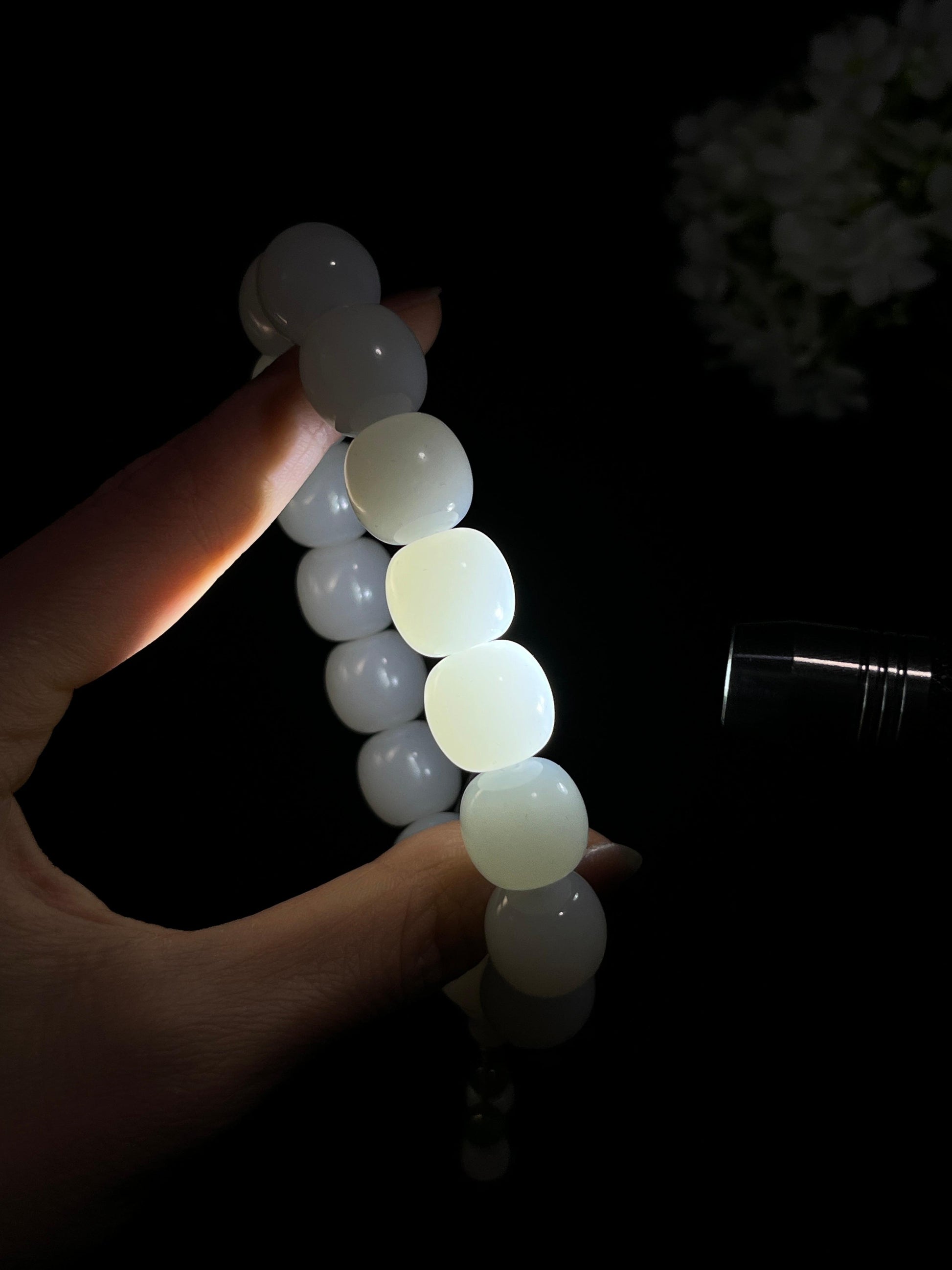 和田玉白玉老型珠手串（卡13）（yc245270）