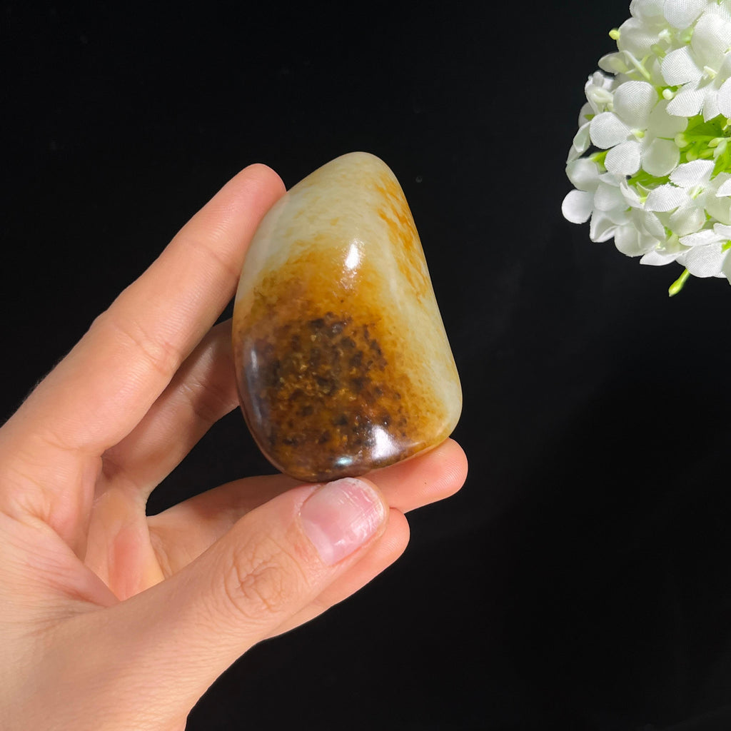 和田玉青白玉洒金虎皮纹“玉缀金斑”籽料原石（yc285348）