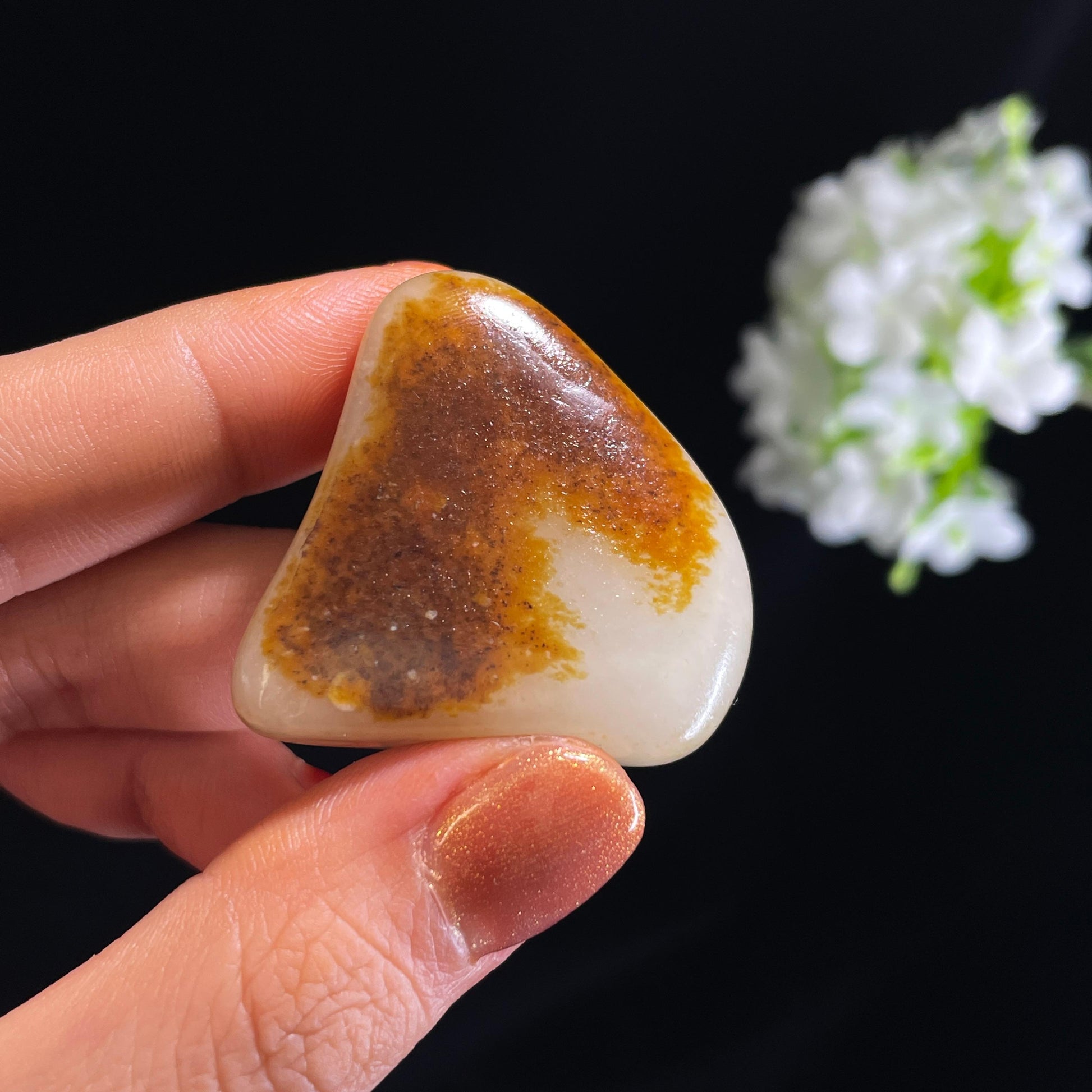 和田玉白玉“棕林晚霞”聚红皮籽料（yc375283）