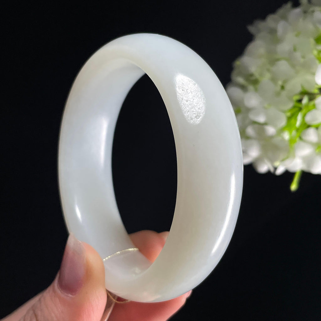 新疆天然和田玉“环佩安康”籽料羊脂白玉手镯（yc389858）