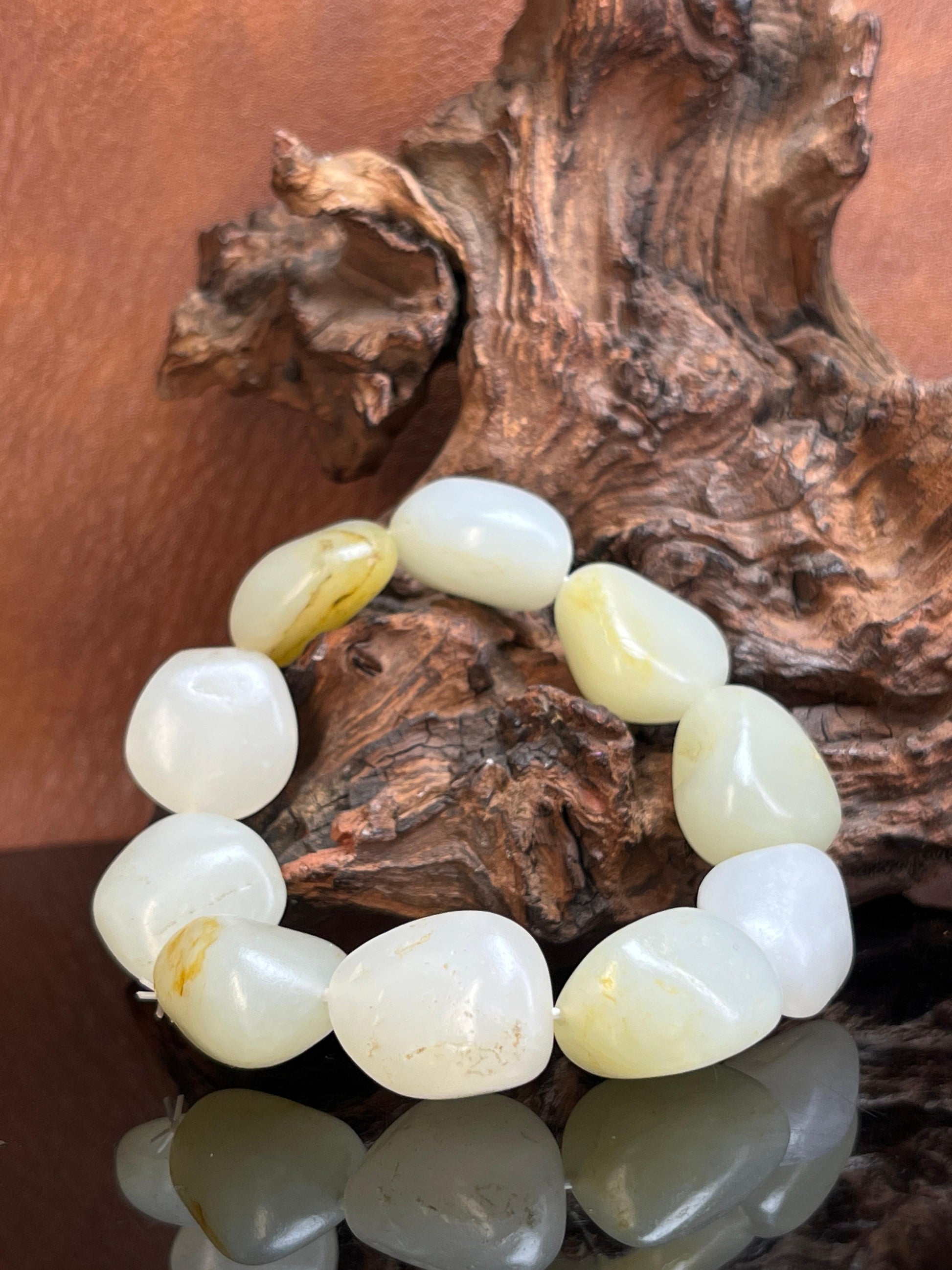 新疆和田玉白玉籽料原石手串洒金皮原籽原皮（yc229213）