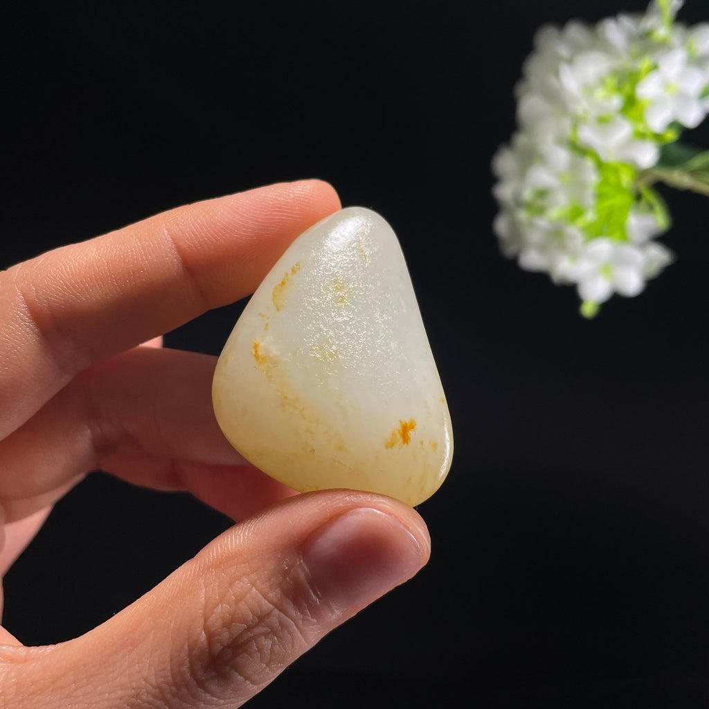和田玉白玉“金凝脂白”洒金皮籽料（yc324380）