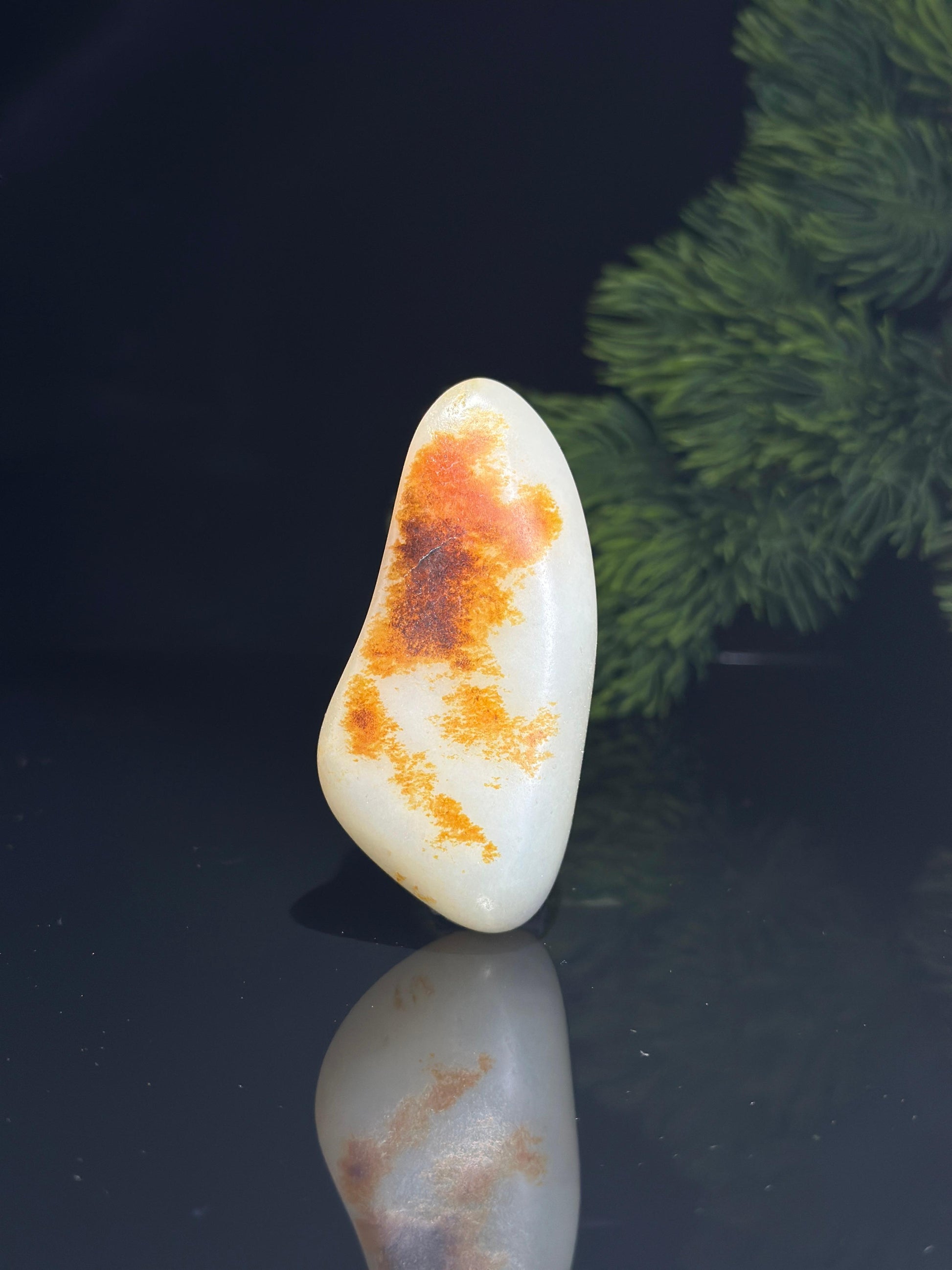 新疆和田玉白玉特色虎形红皮臻品挂件手把两用籽（yc504736）