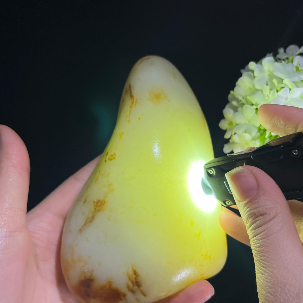 和田玉白玉“霜峦秋染”洒金皮红皮籽料（yc386496）