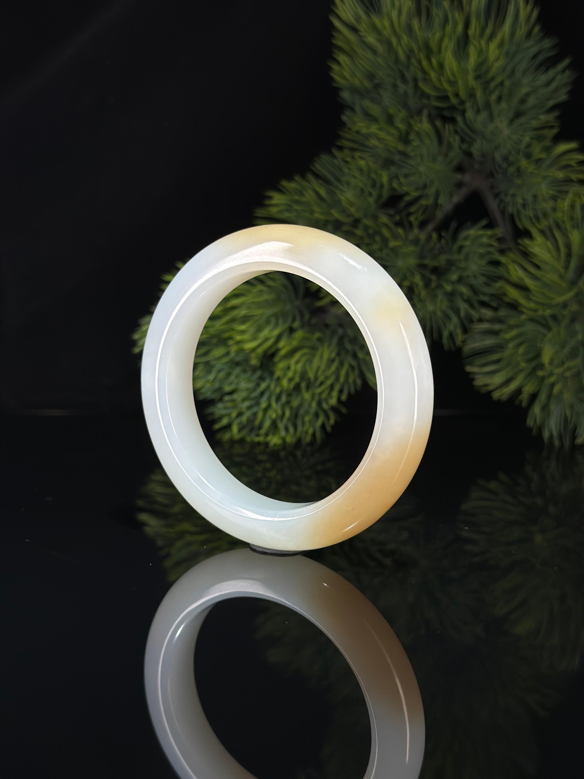 和田玉精品糖白平安镯（卡55）（yc693377）