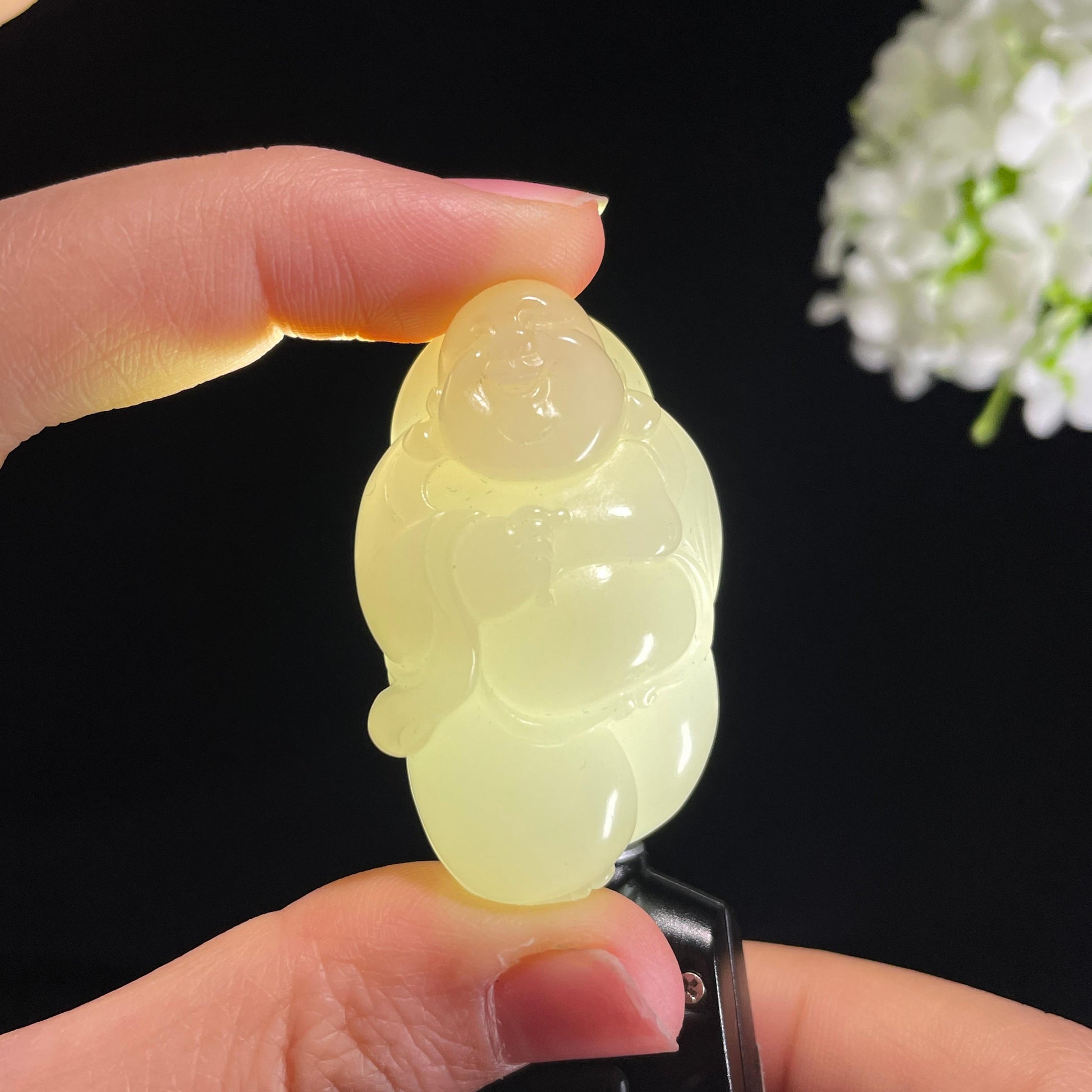 和田玉白玉弥勒佛雕刻挂件（yc428772）