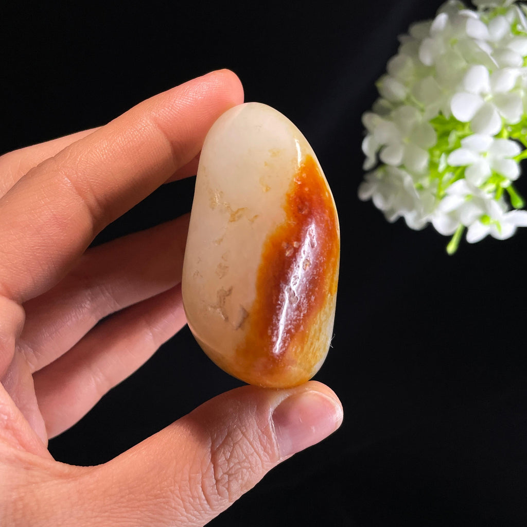 和田玉白玉“红锦缠云”聚红皮洒金皮籽料（yc356014）