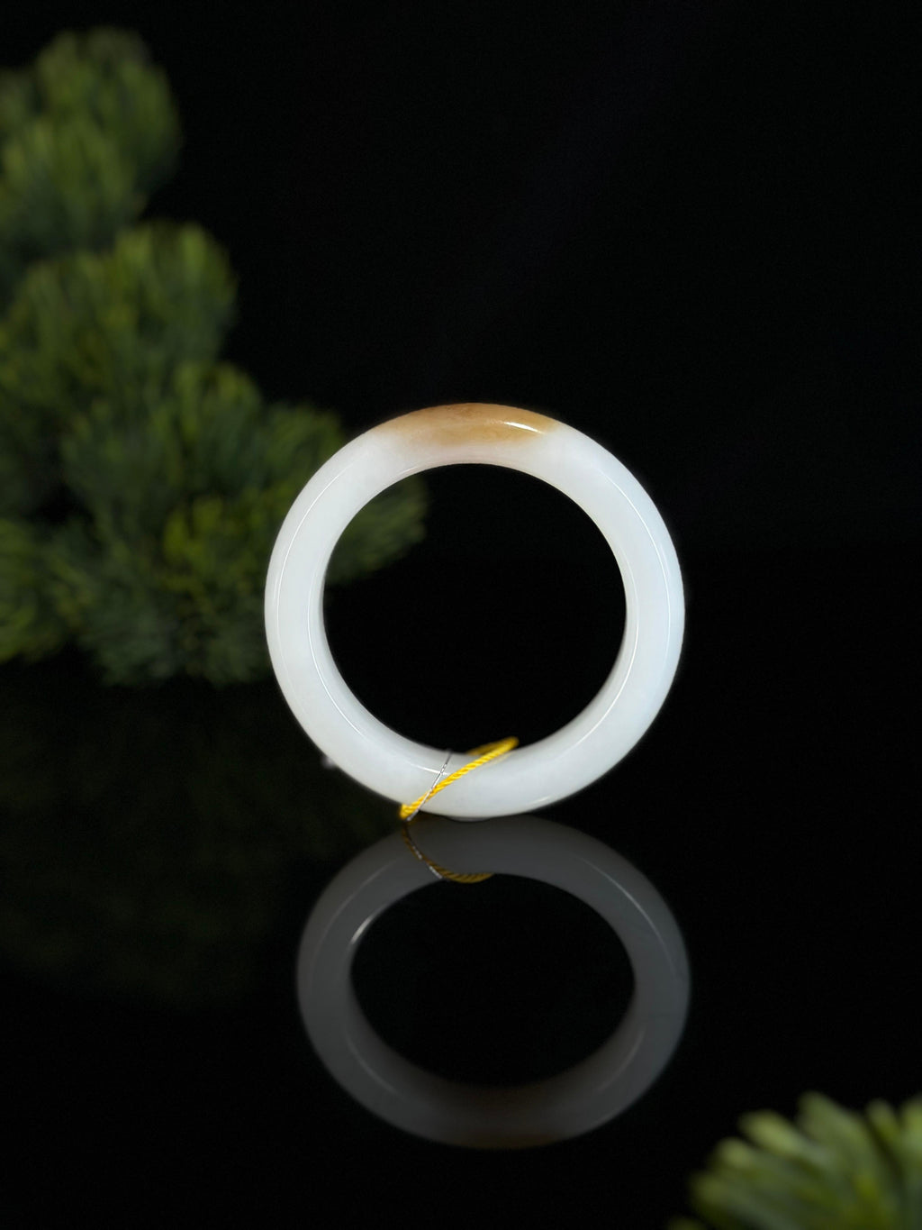 和田玉精品羊脂白一口糖平安镯（卡54）（yc468436）