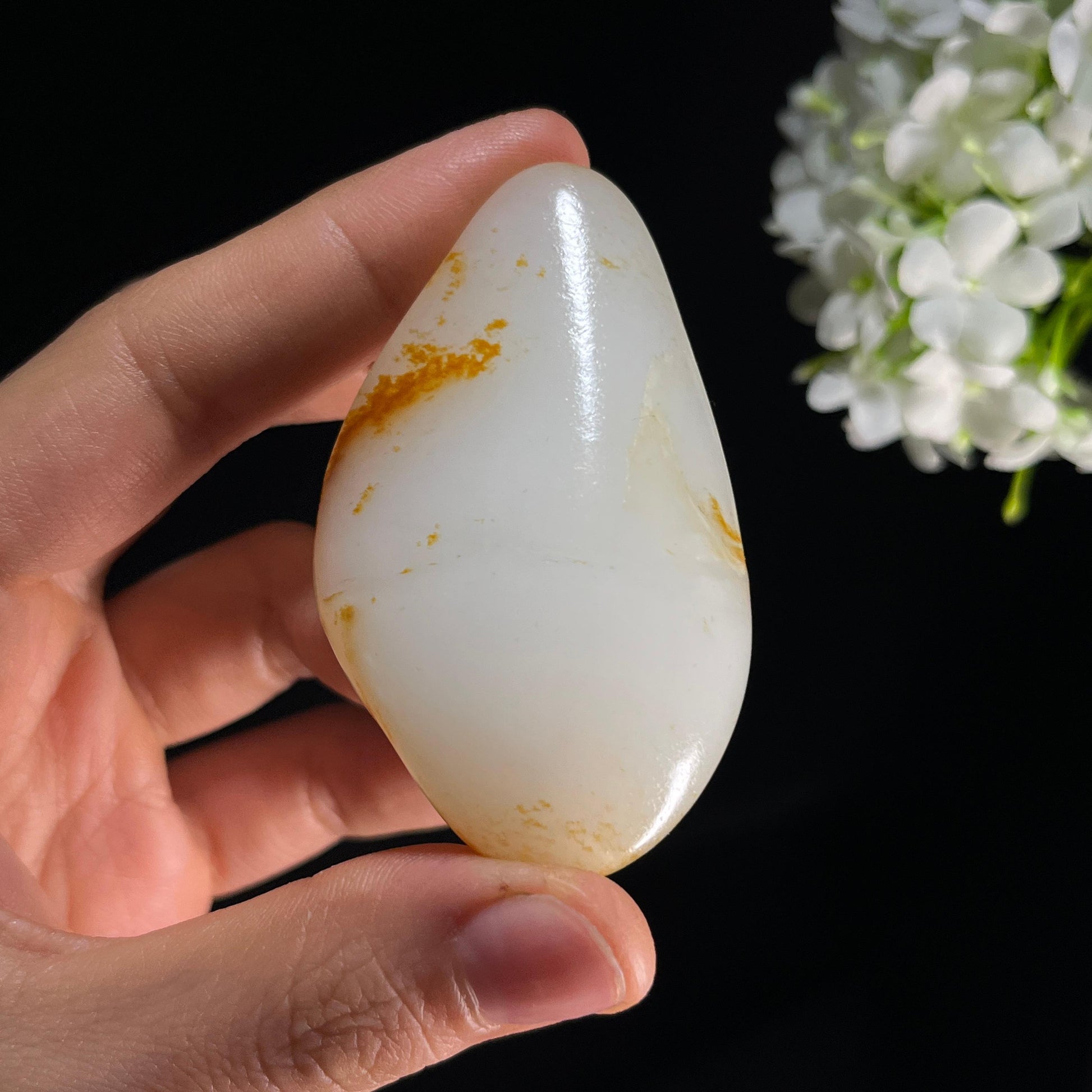 和田玉羊脂白玉“金雾萦玉”洒金皮籽料（yc351940）
