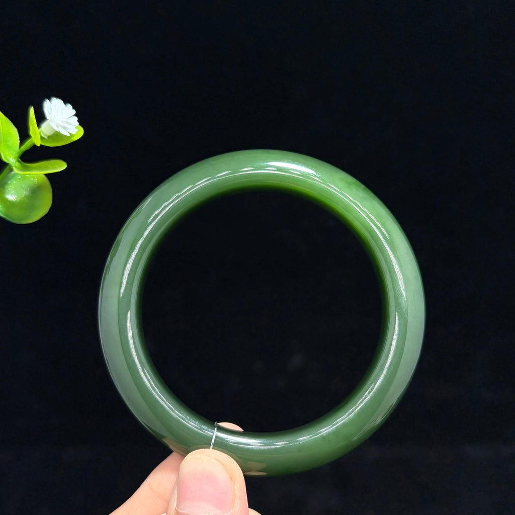 高品质和田碧玉菠菜绿手镯（yc788114）