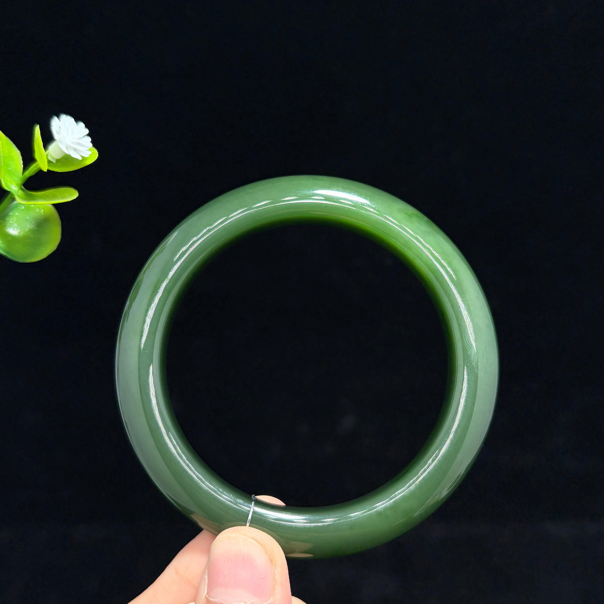 高品质和田碧玉菠菜绿手镯（yc788114）
