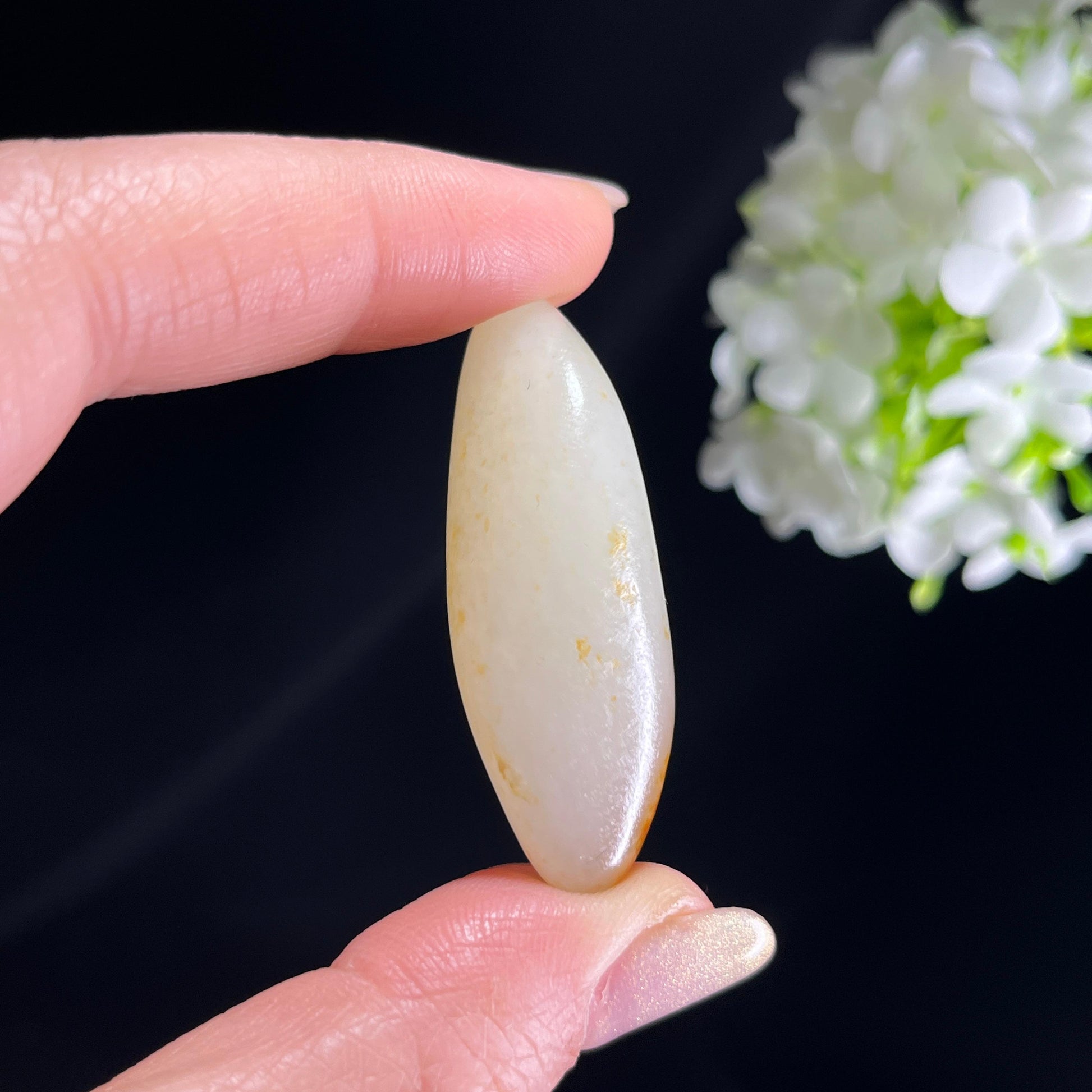 和田玉白玉“枫桥渔火”洒金皮聚红皮籽料（yc356725）