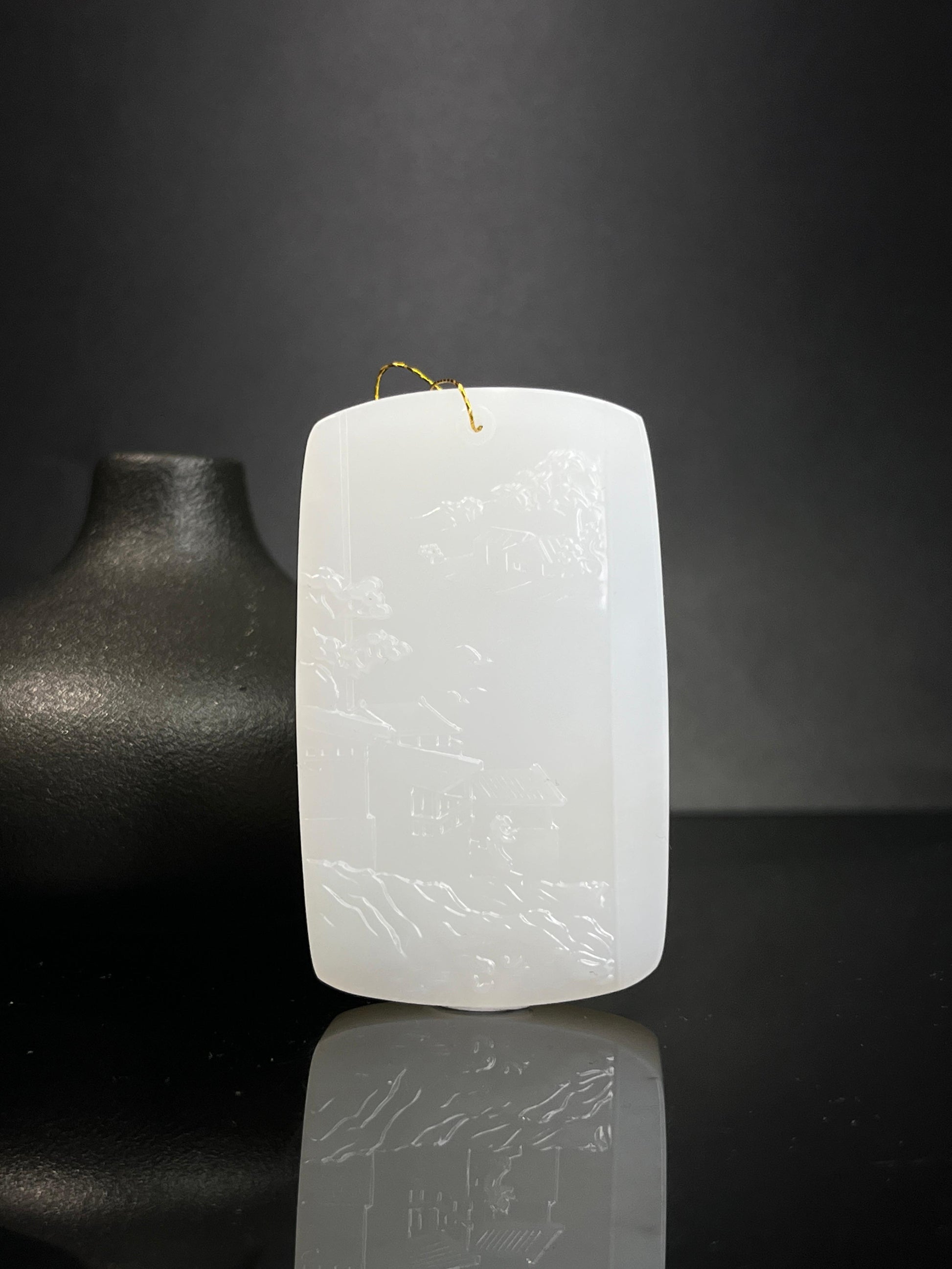 和田白玉山水题材无事牌（yc240927）