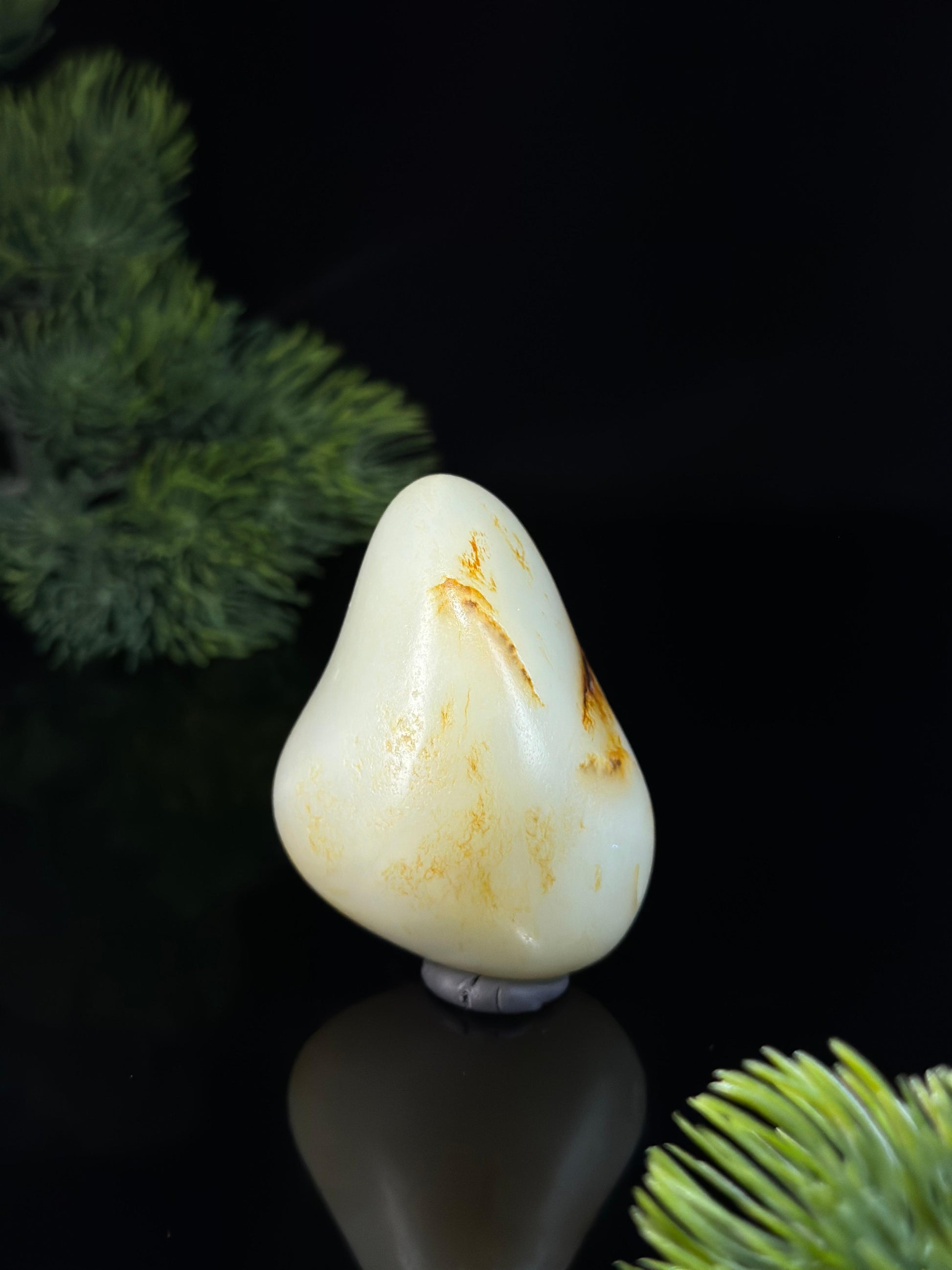 新疆和田玉白玉洒金皮籽料精品手把件（yc479204）