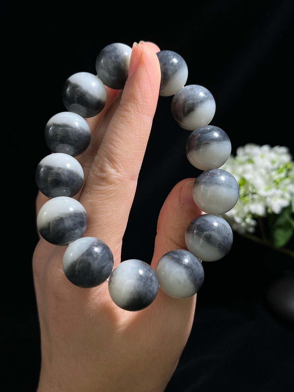 广告流视频料，和田玉青花圆形珠手串（卡18）（yc254777）