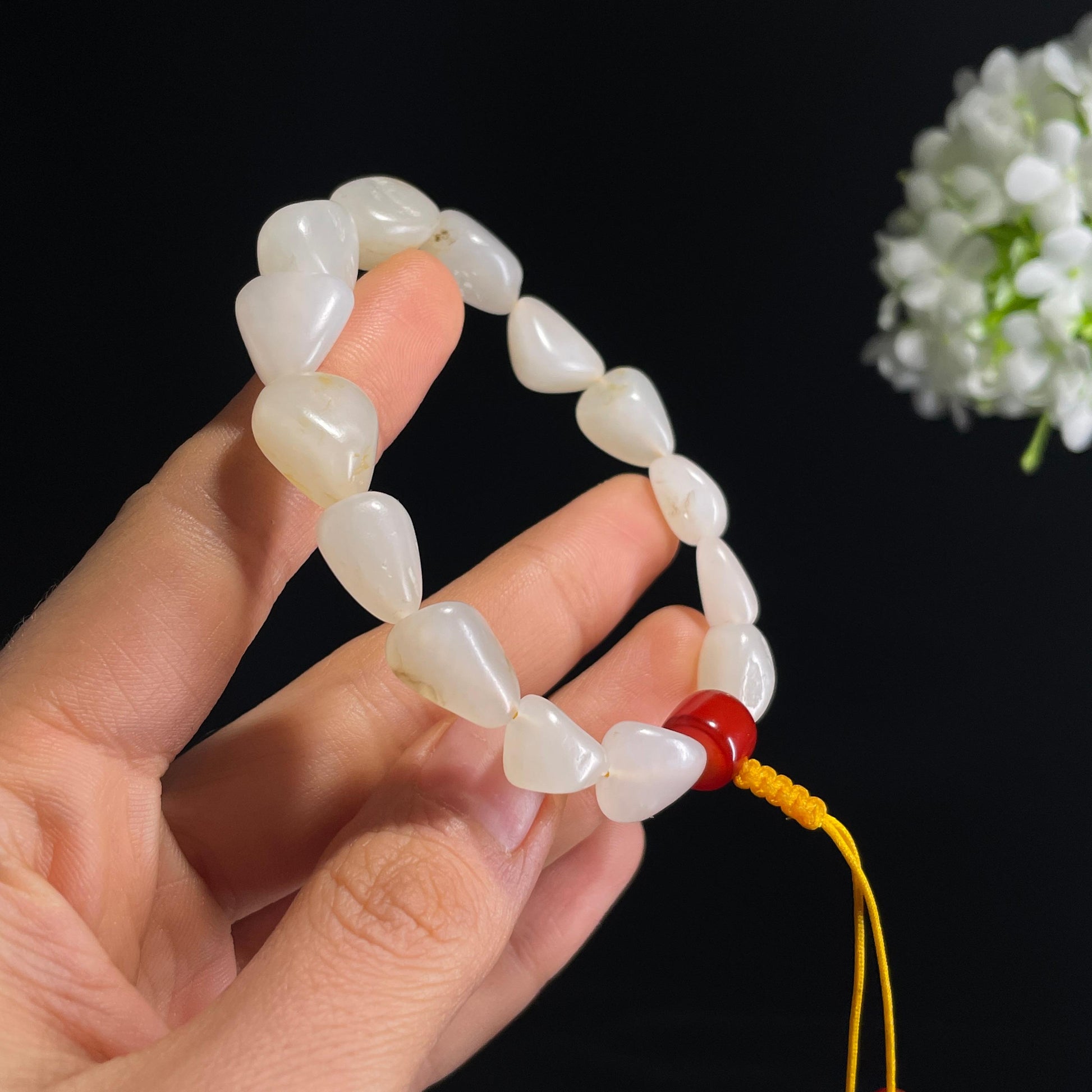 和田玉白玉洒金皮籽料手串（14颗）（yc320303）