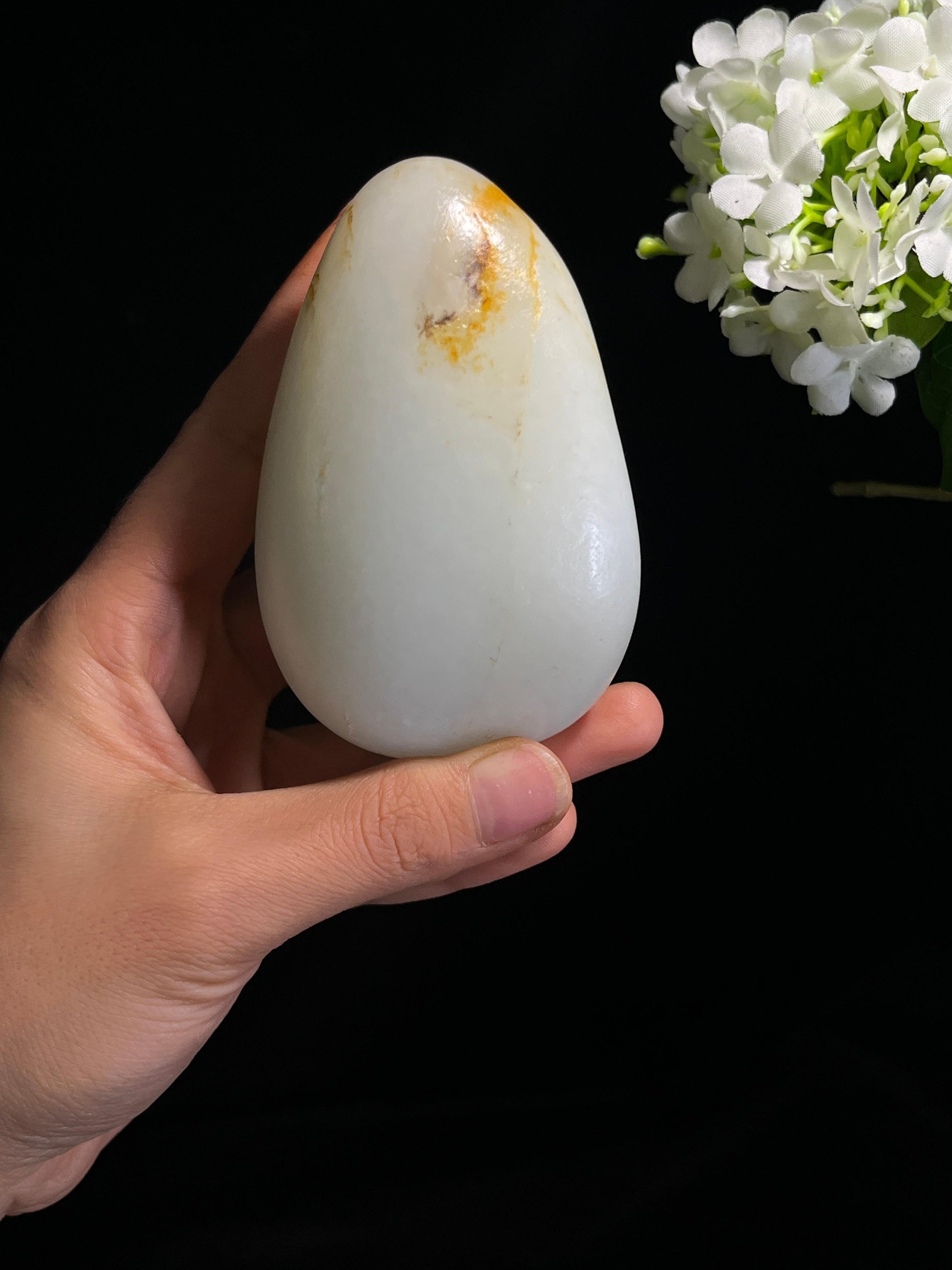 和田玉一级白洒金皮籽料原石（yc260408）