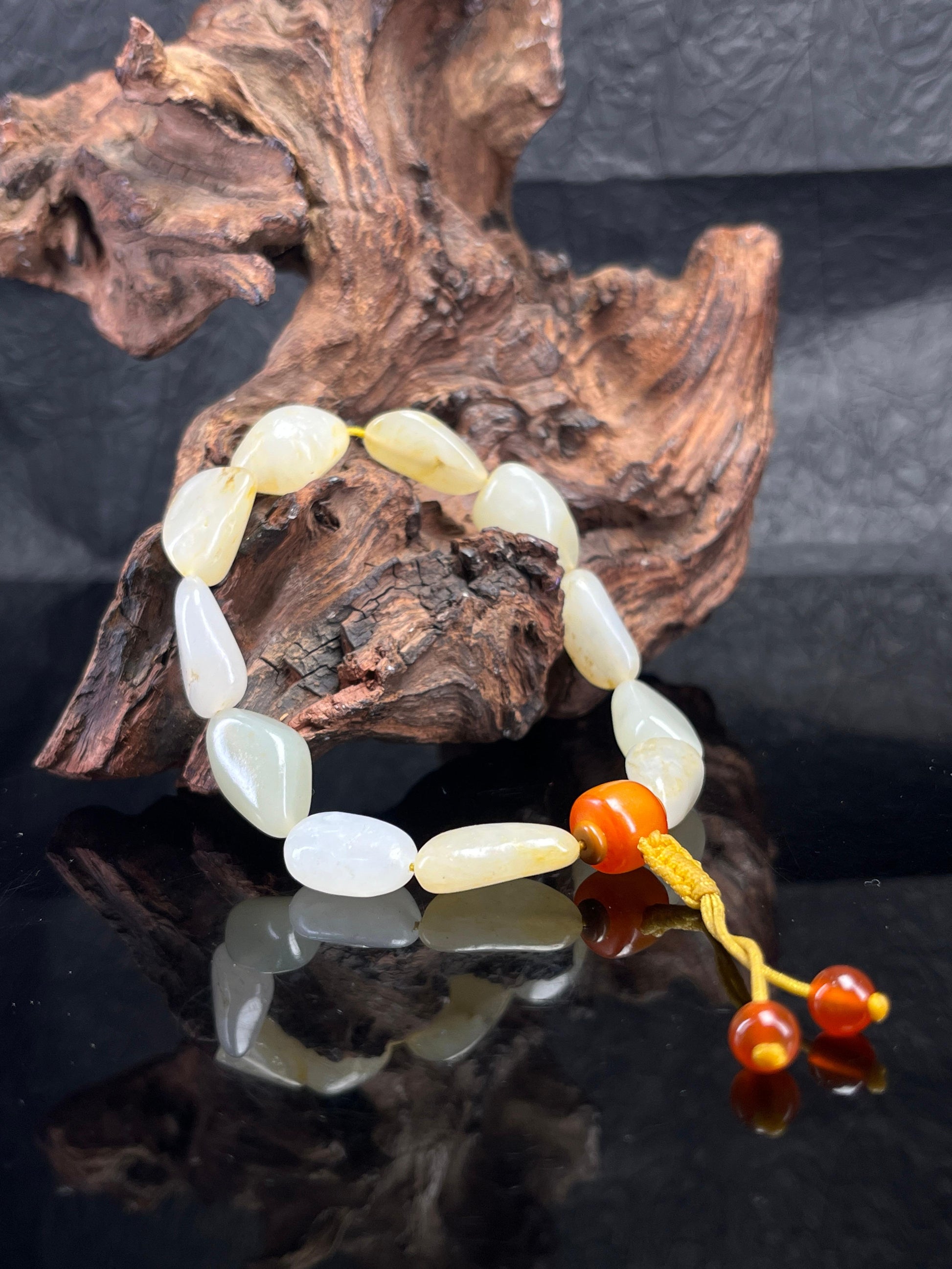 新疆和田玉天然籽料原石白玉手串（yc232535）